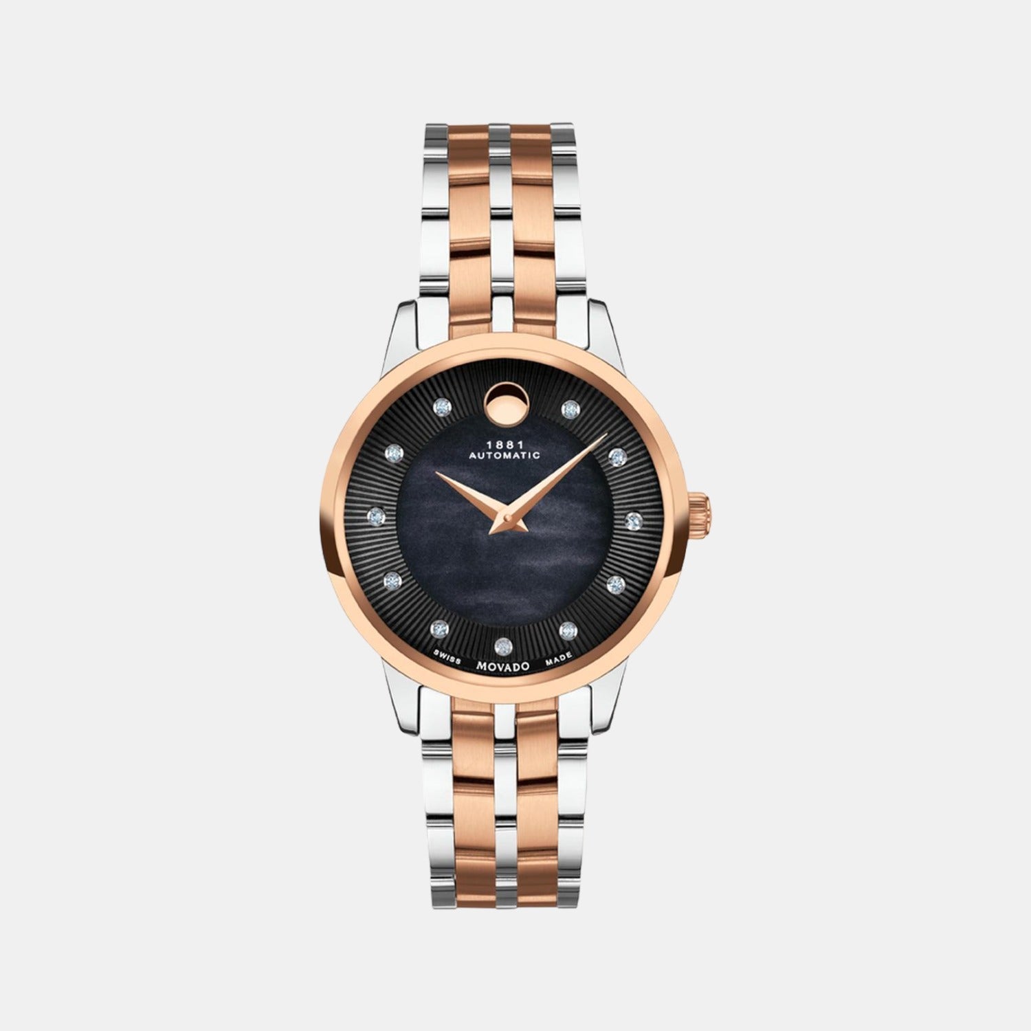 Movado 1881 Automatic Women Quartz Mother Of Pearl Dial Analog Stainless Steel Watch 0607488M