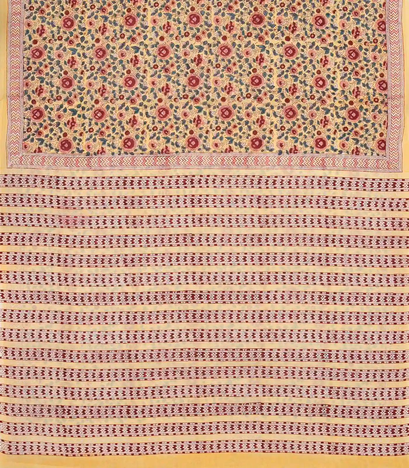 RmKV Sandal Woven Jaipur Cotton Saree Printed And Floral Motifs - view 2