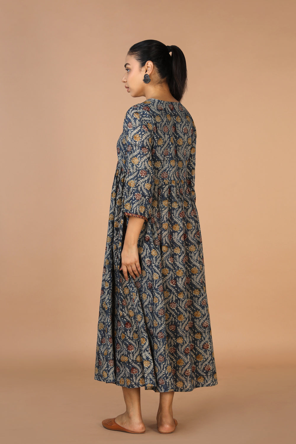 Kalanjali Ethnics Cotton Mull Kalamkari Handblock printed dress - view 7