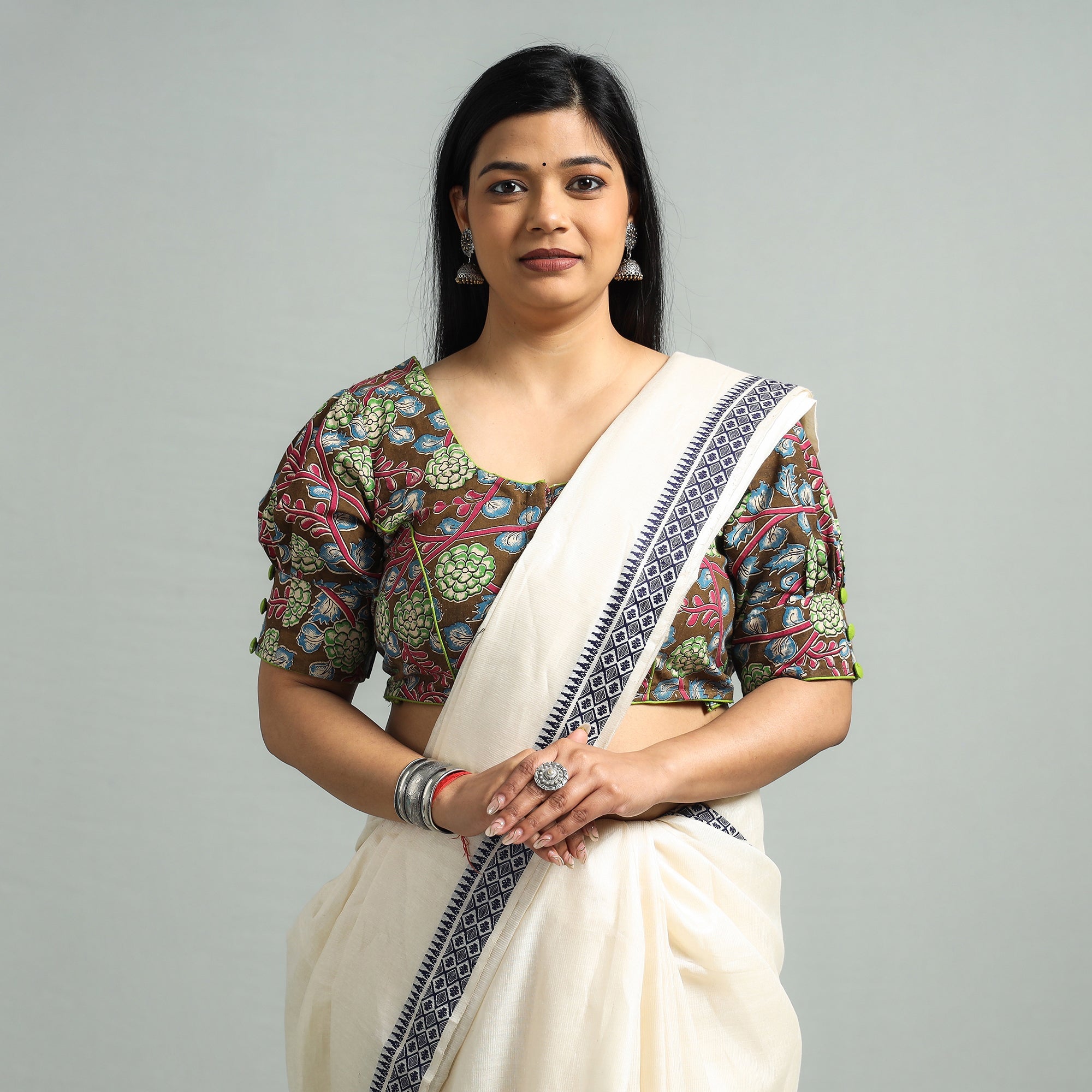 ITOKRI CASUALS Brown - Kalamkari Printed Cotton Stitched Blouse