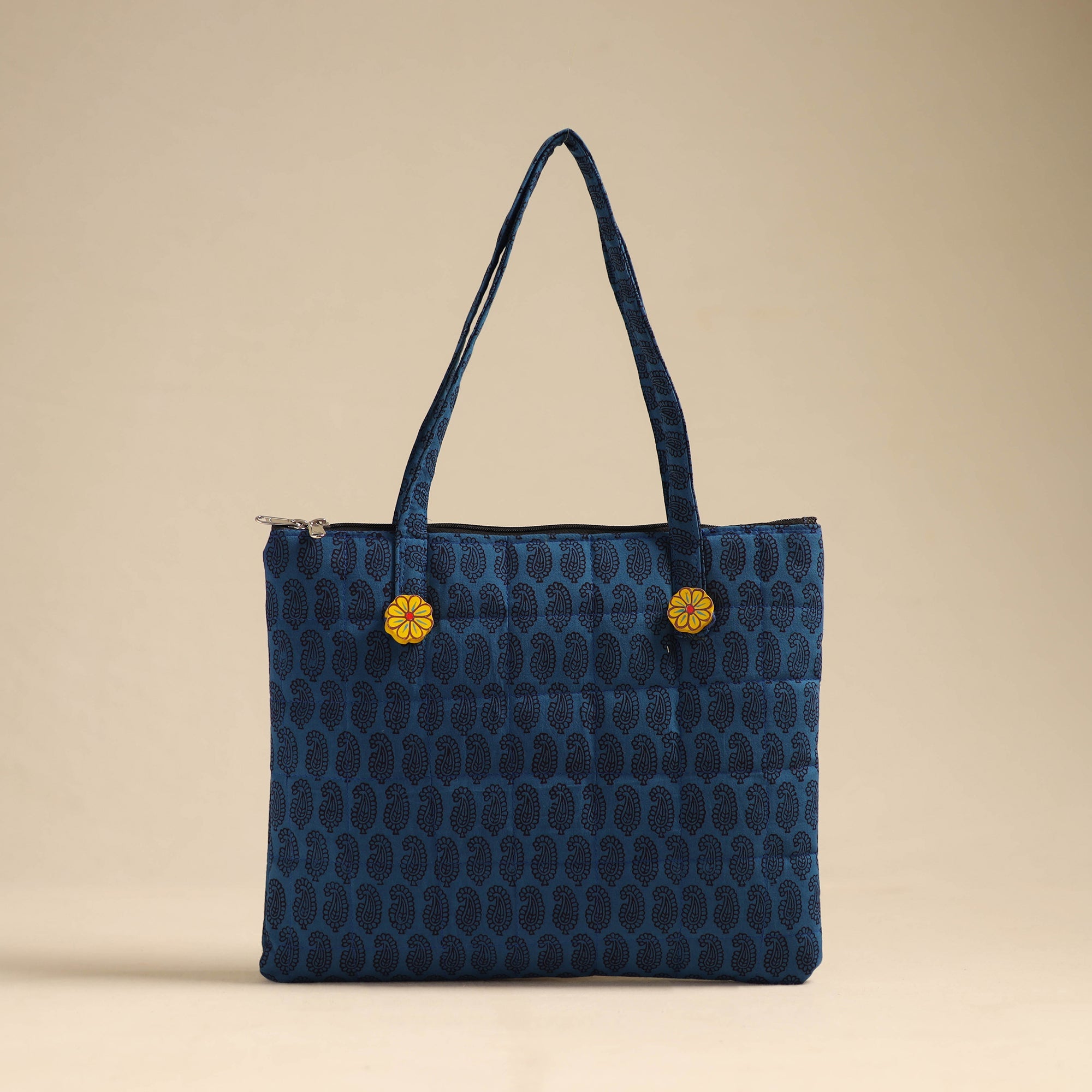 NOORI BAZAR Blue - Handcrafted Quilted Cotton Hand Bag 04