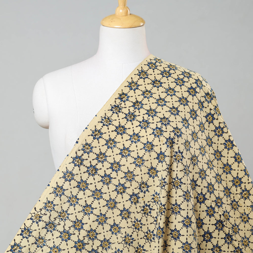 KACHCHH JI CHHAAP Beige - Ajrakh Block Printed Cotton Fabric 09
