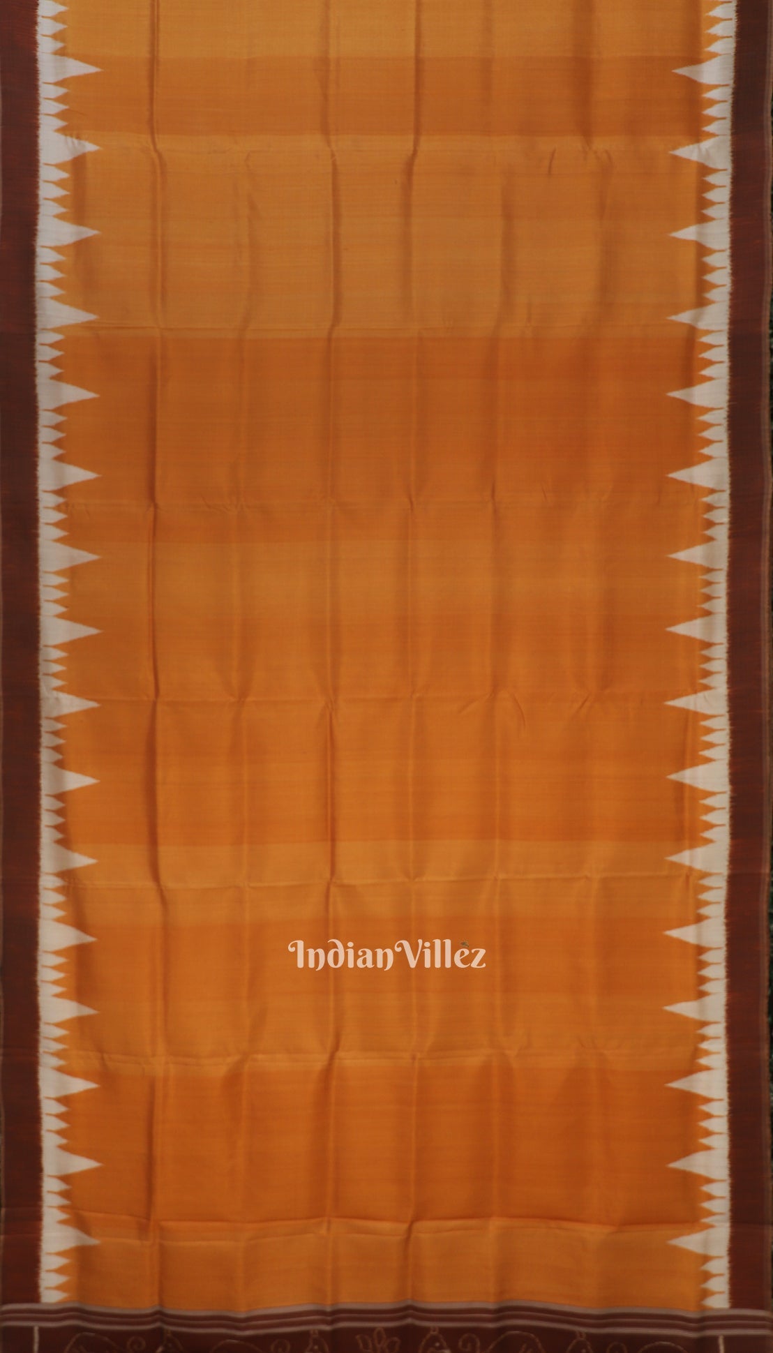 IndianVillèz Yellow Orange Phoda Kumbha Theme Odisha Ikat Contemporary Silk Saree - view 4