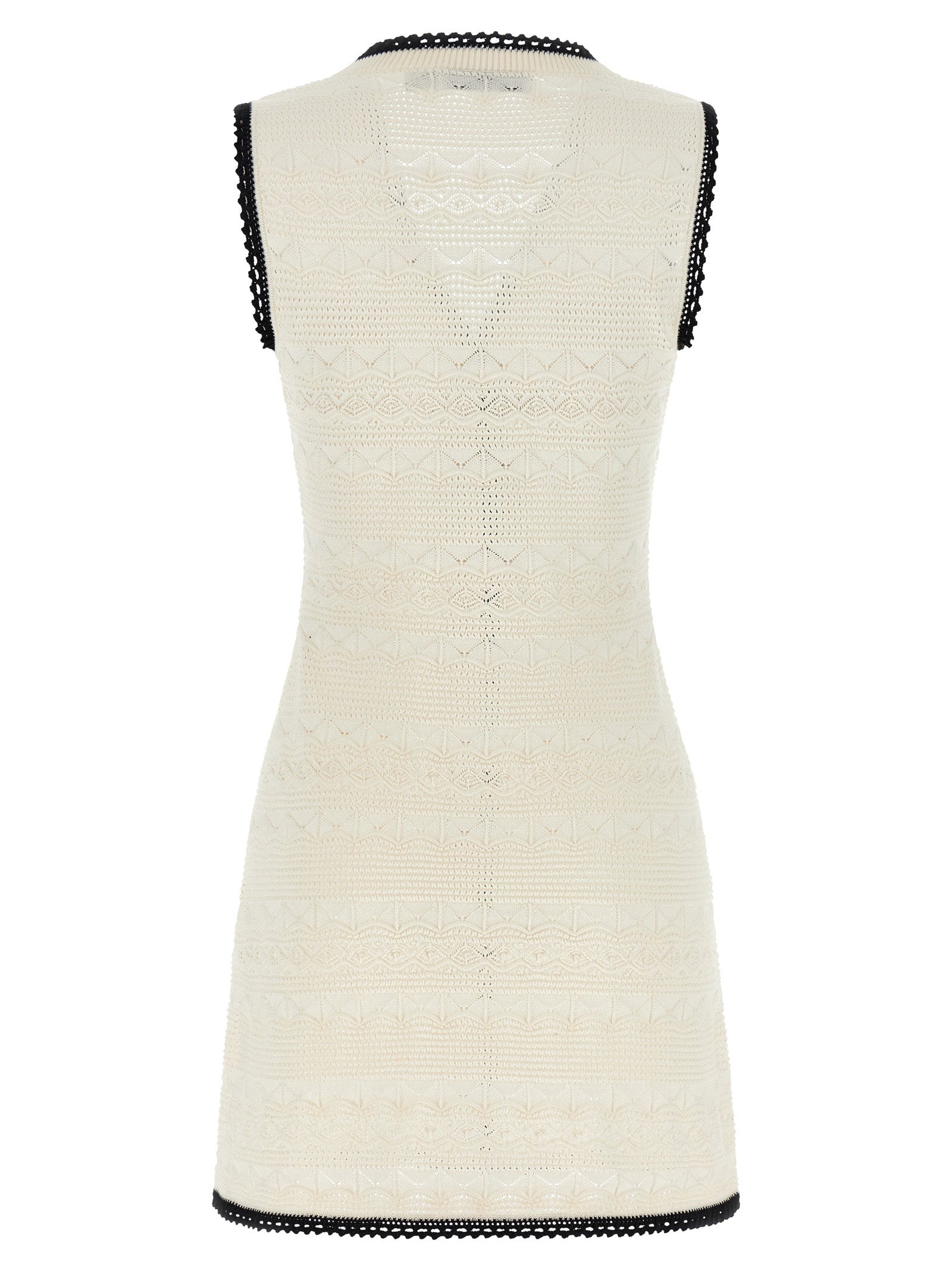 Self-Portrait White Pointelle Knit Mini Dress - view 2