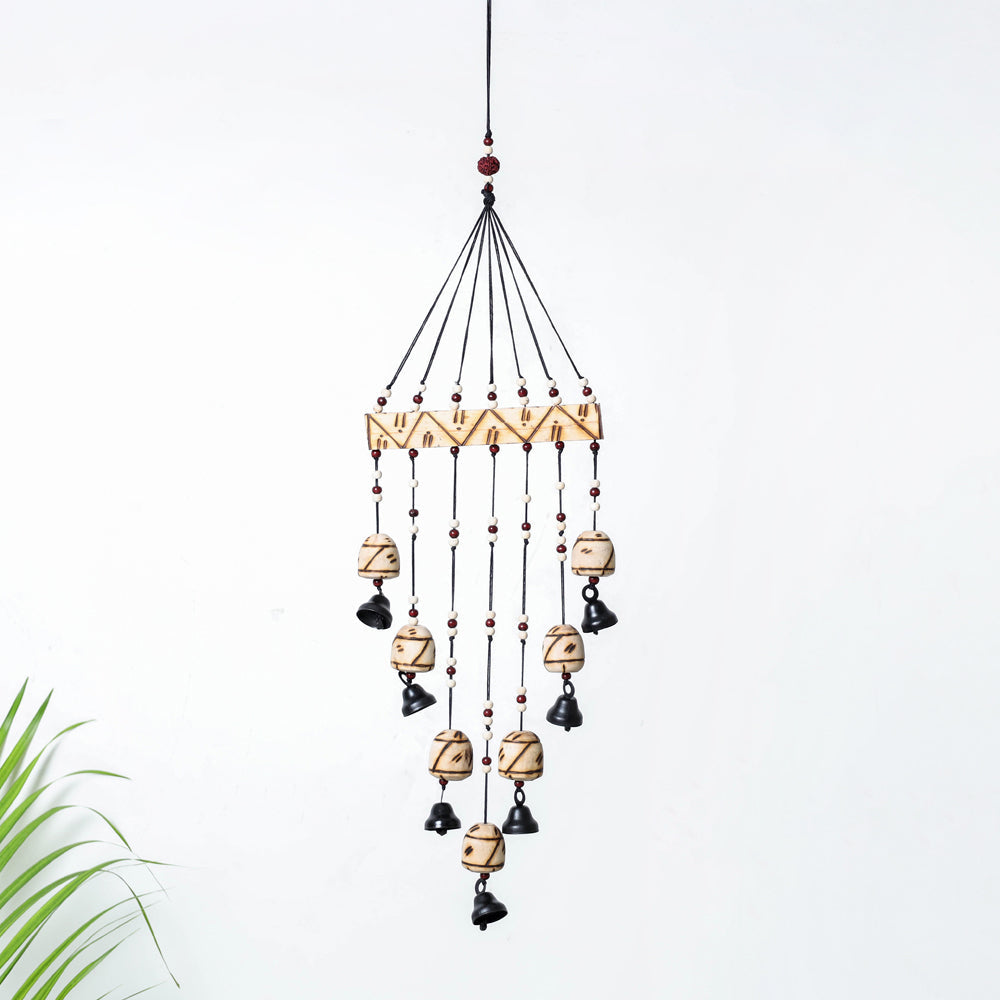 ITOKRI CRAFTS INITIATIVE 7 Bells - Hand Carved Khamhar Wood Wind Chimes