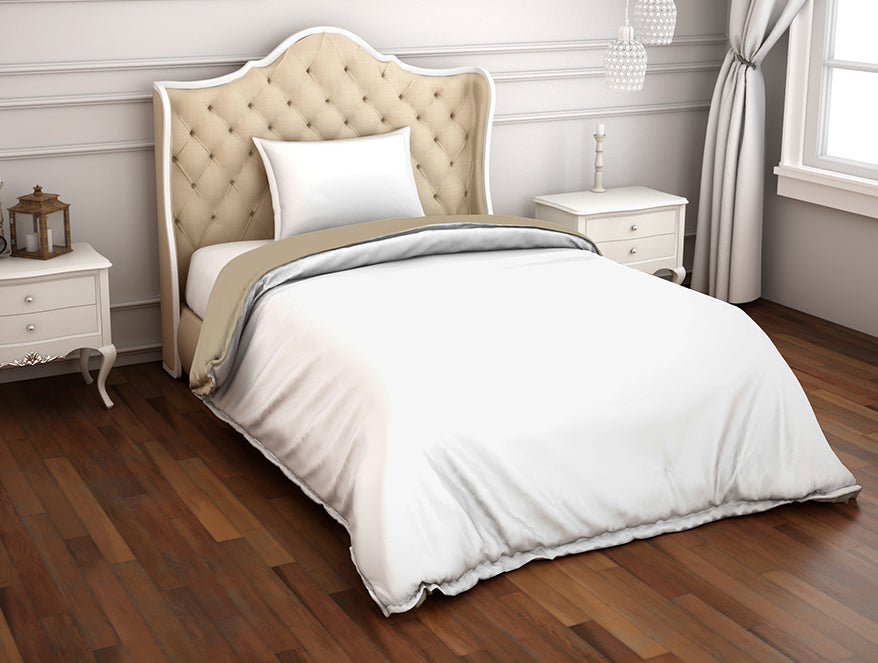Spaces India Solid White/Taupe 100% Cotton Shell Single Quilt / AC Comforter - Hygro By Spaces - view 2