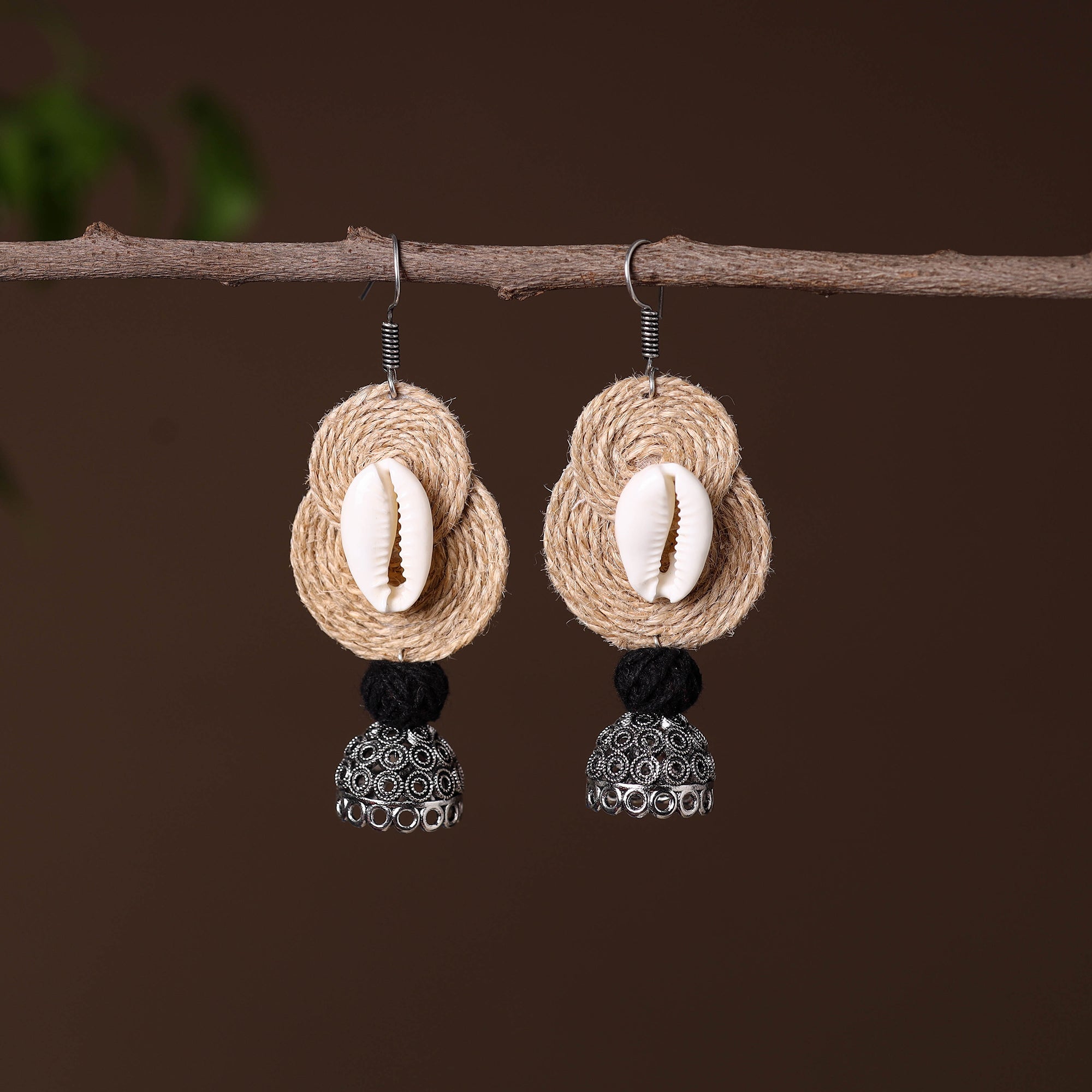 JALPARI Apeksha German Silver Jute Jhumki Earrings