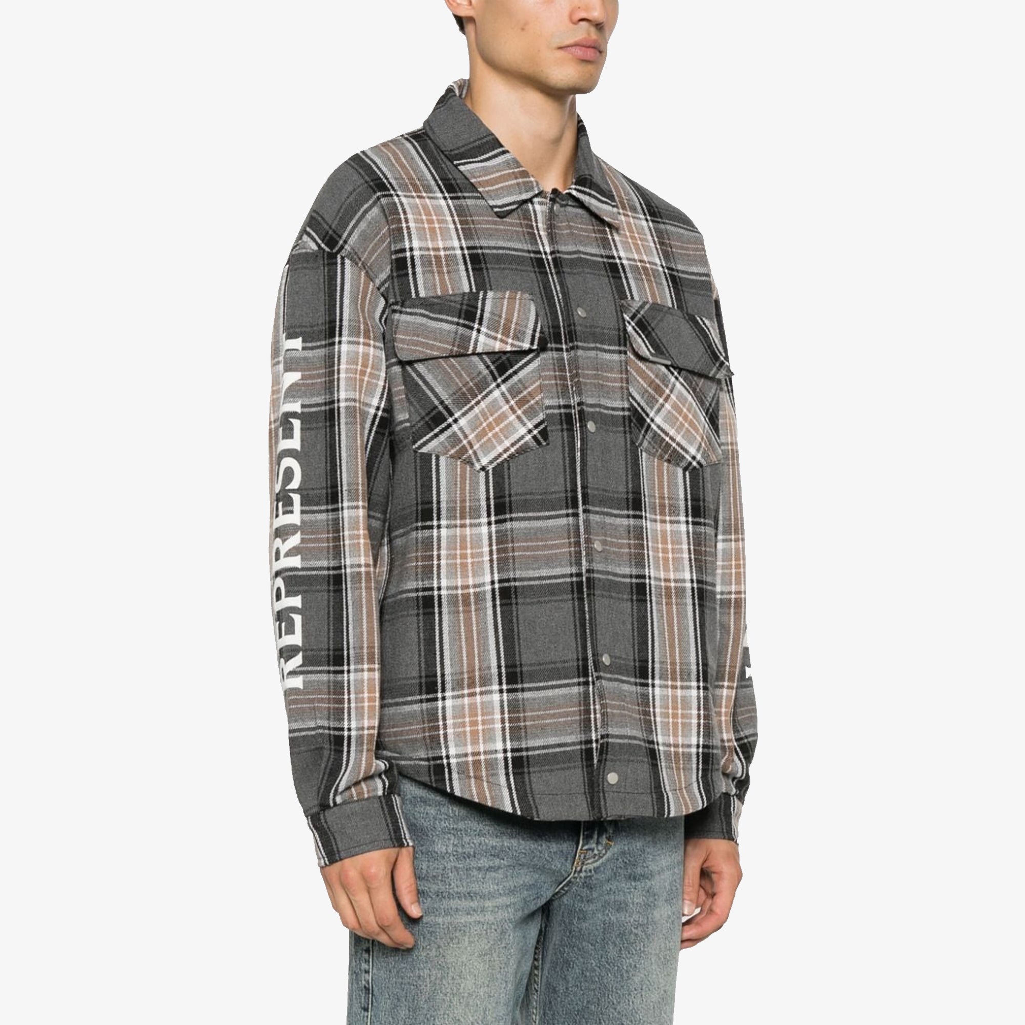 Represent | QUILTED FLANNEL SHIRT { GREY CHECK