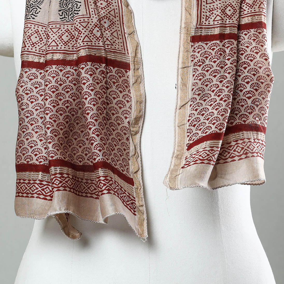 BAGH PRINTS BY MOHAMMED BILAL KHATRI Black - Bagh Hand Block Printed Chanderi Silk Stole 07 - view 3