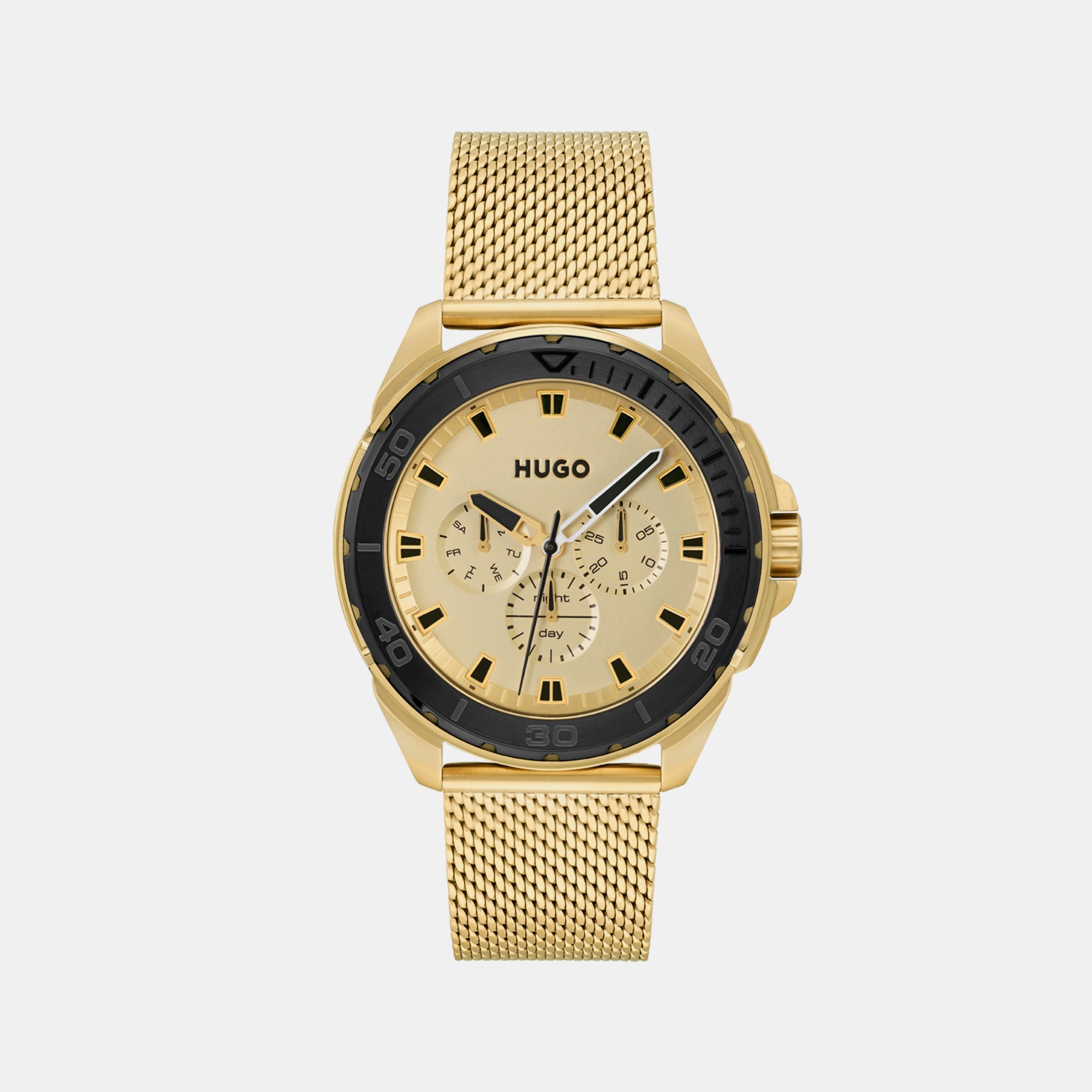 Boss Fresh Men Quartz Gold Dial Chronograph Mesh Watch 1530288