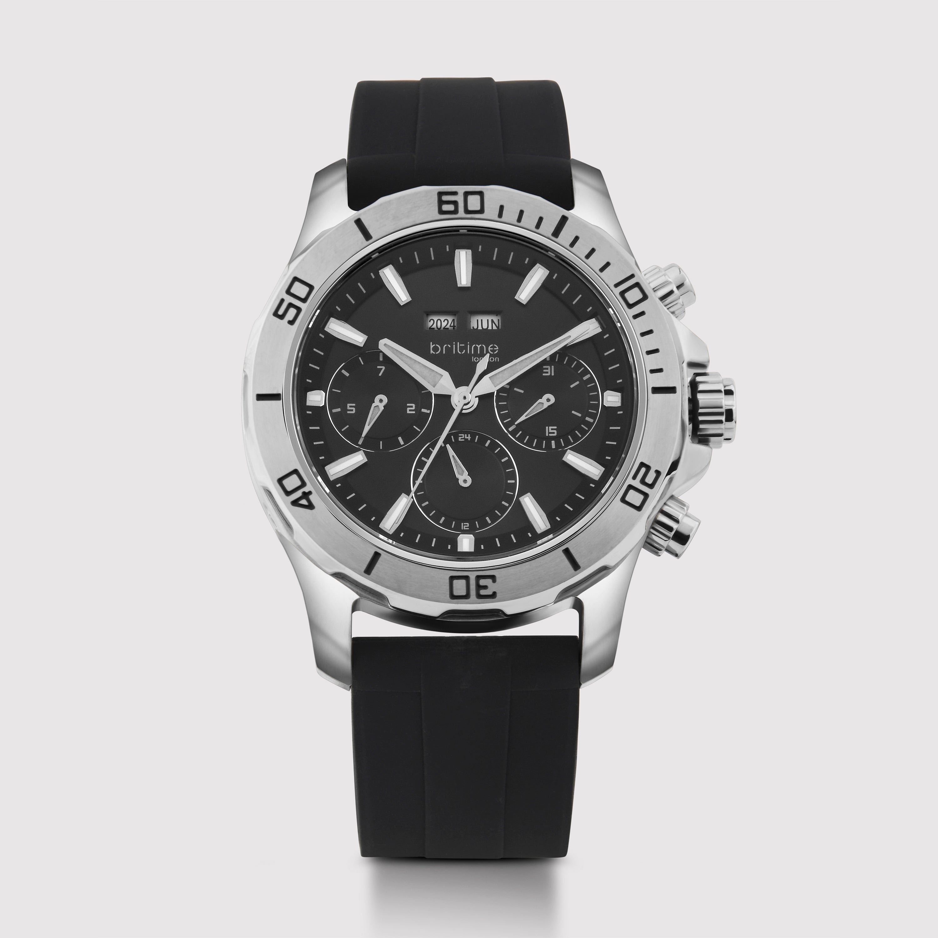 Britime Equinox Men Automatic Black Dial Chronograph Leather Watch 562-P10406