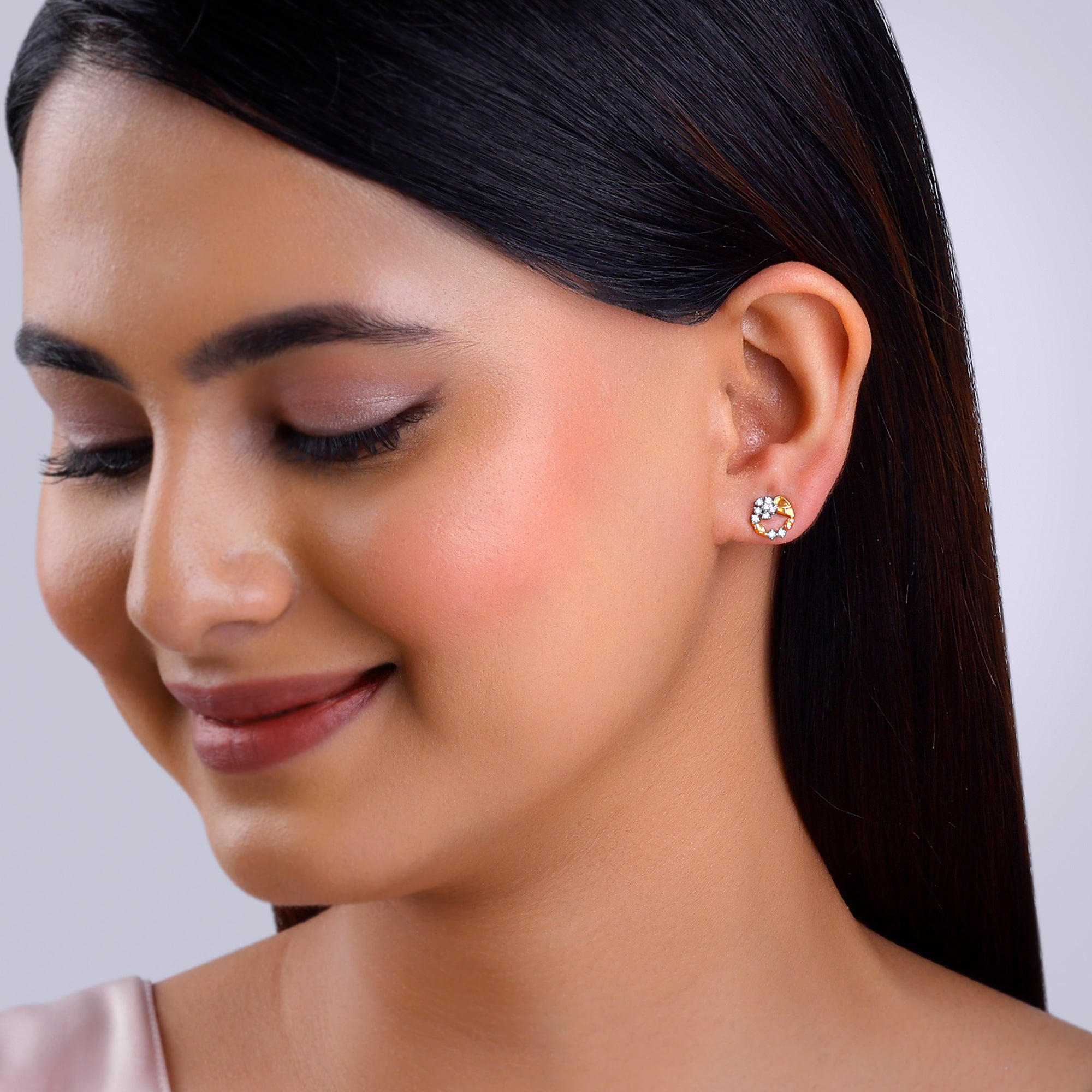 GIVA Jewellery Gold Unfurl Diamond Earrings - view 3