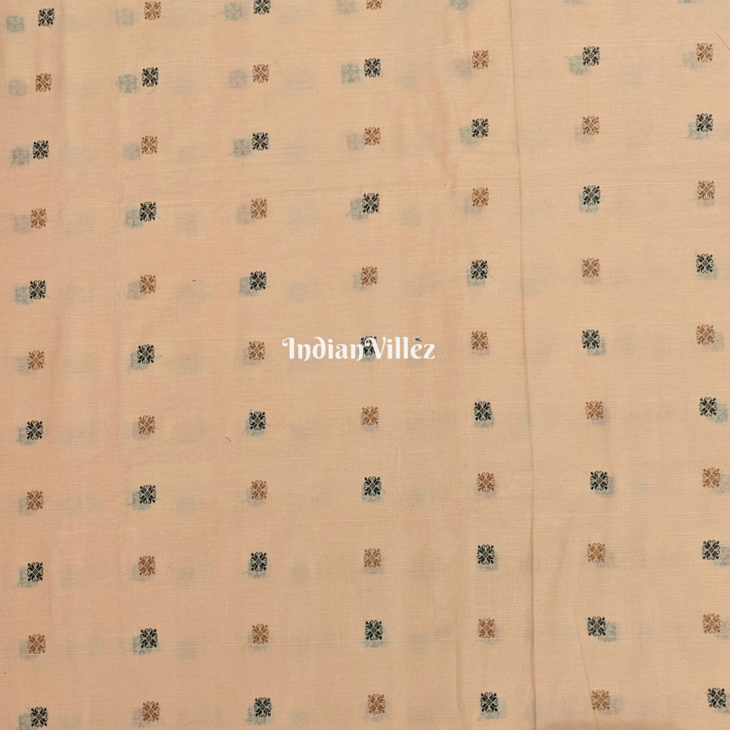 IndianVillèz Light Peach Odisha Handloom Bomkai Cotton Fabric - view 2