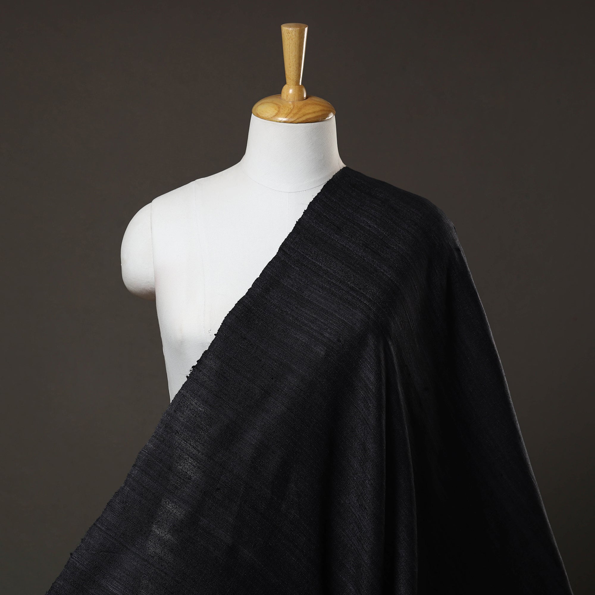 ITOKRI CRAFTS INITIATIVE Black - Authentic Handwoven Tussar Silk Bhagalpuri Fabric 01
