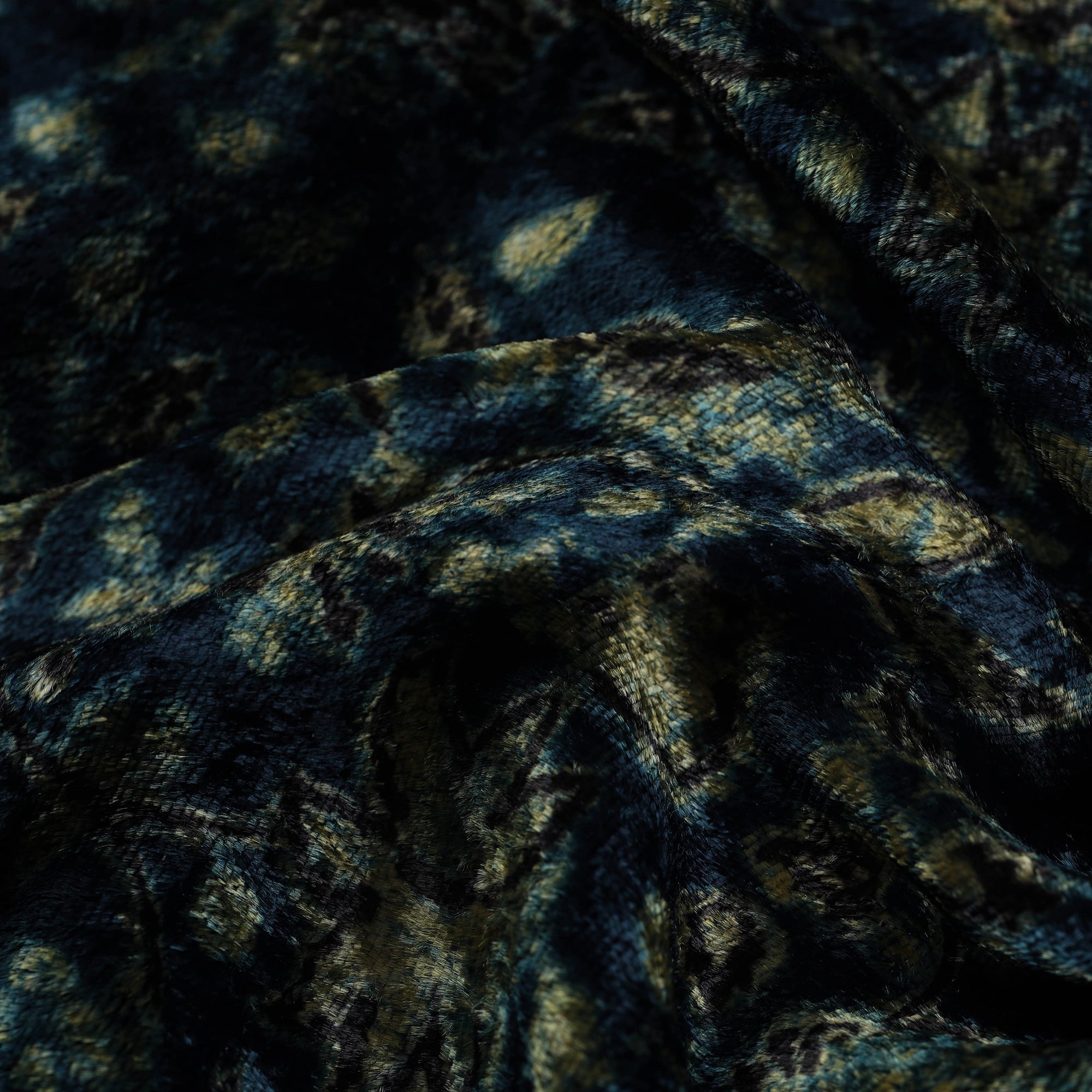 AJRAKH BY JABBAR KHATRI Blue - Block Printed Velvet Natural Dyed Ajrakh Fabric 06 - view 4