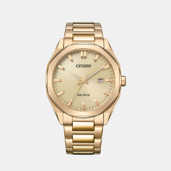 Citizen Eco-Drive Men Quartz Champagne Dial Analog Stainless Steel Watch BM7603-82P