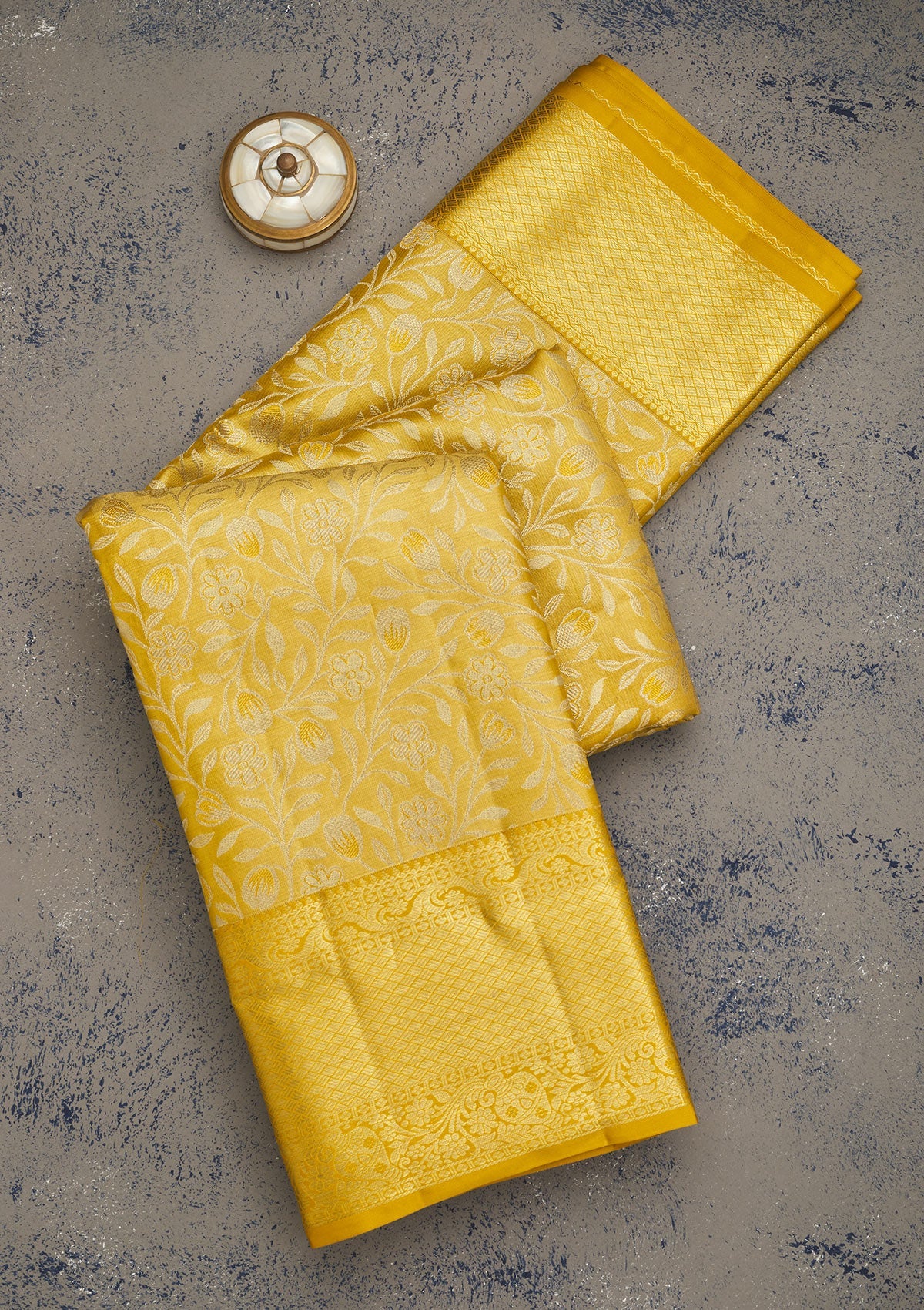 Koskii Yellow Zariwork Pure Silk Saree – Women's