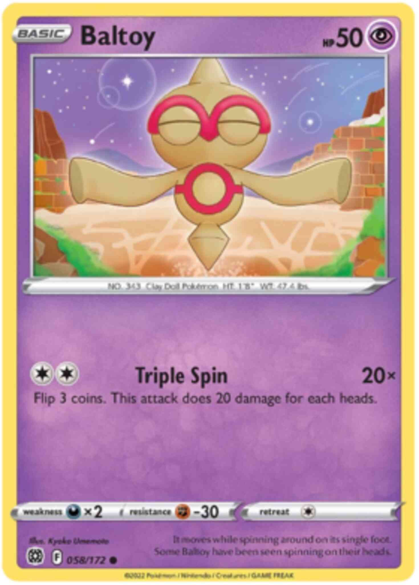 Common swsh9-058 non-holo – Pokémon Baltoy - 058/172 - Common [swsh9-058] [Non-Holo]