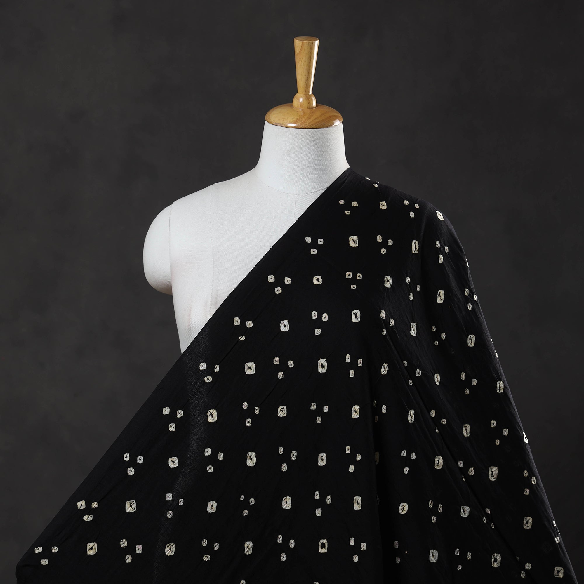 KACHCHH JI CHHAAP Black - Kutch Tie-Dye Satin Cotton Bandhani Fabric 28 - view 2