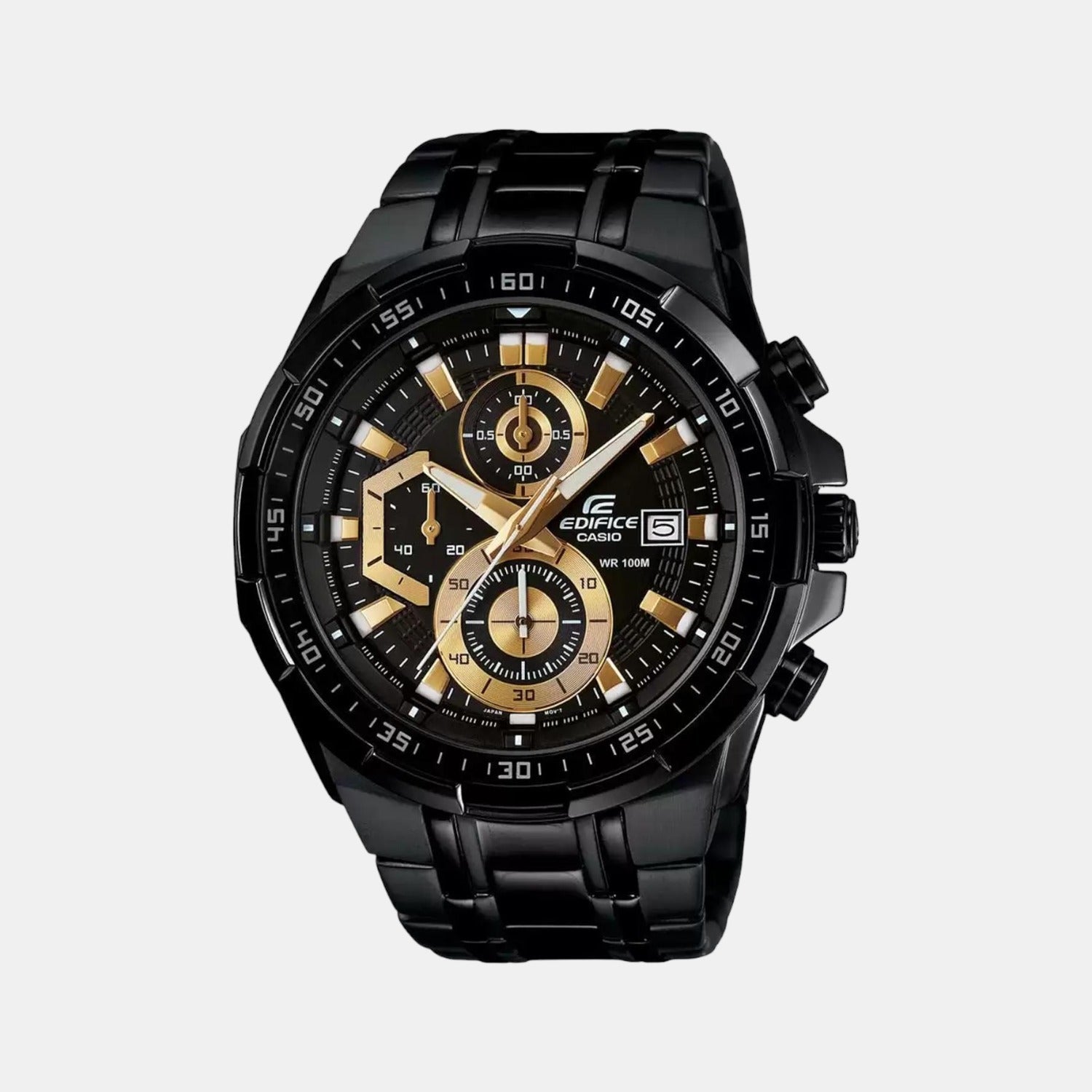 Casio Edifice Men Quartz Black Dial Chronograph Stainless Steel Watch EX187