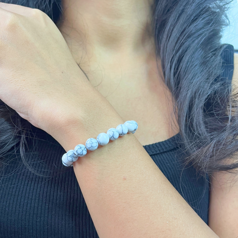 brantashop White Howlite Harmony Stone Bracelet For Women