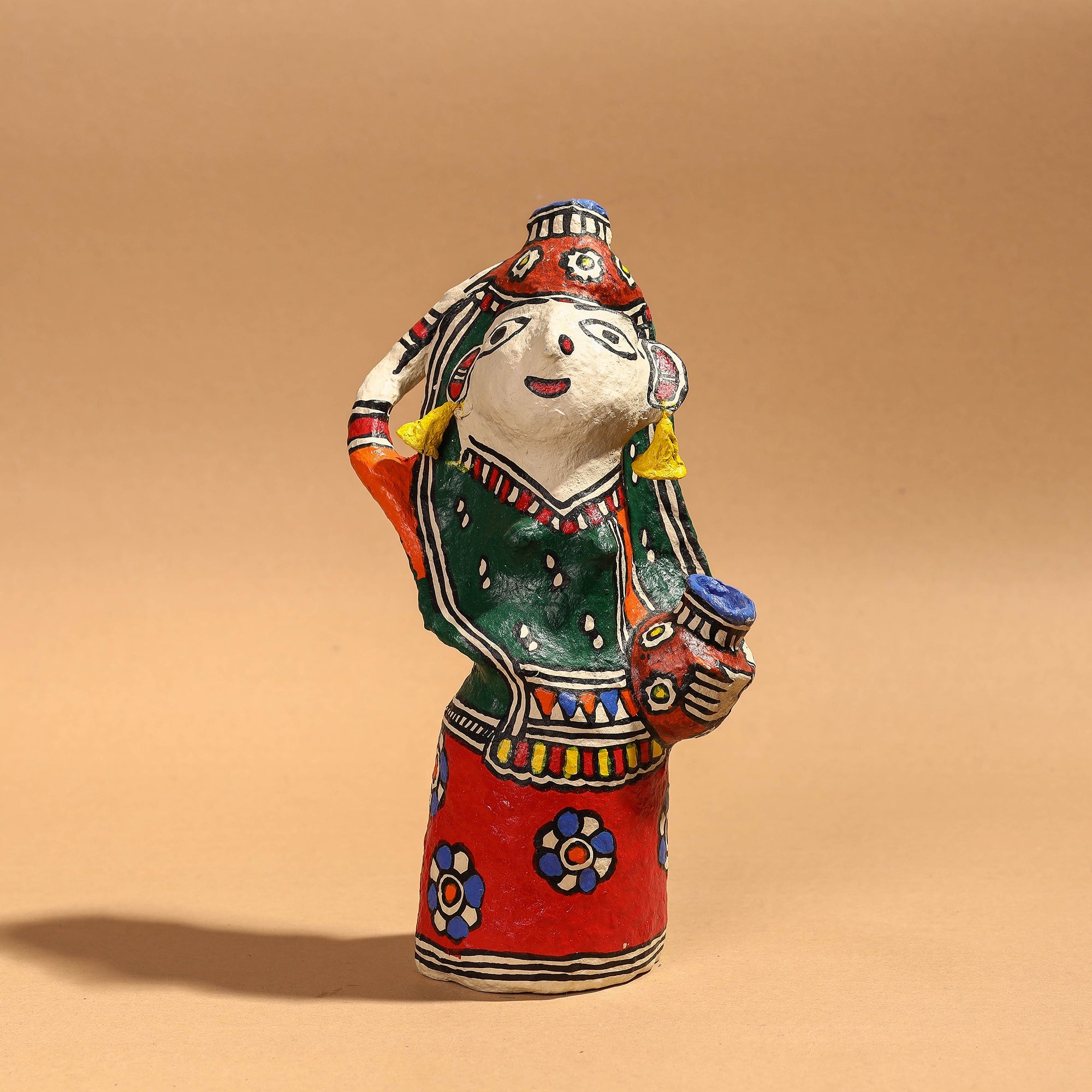 ITOKRI CRAFTS INITIATIVE Doll - Madhubani Handpainted Paper Mache Home Decor Item