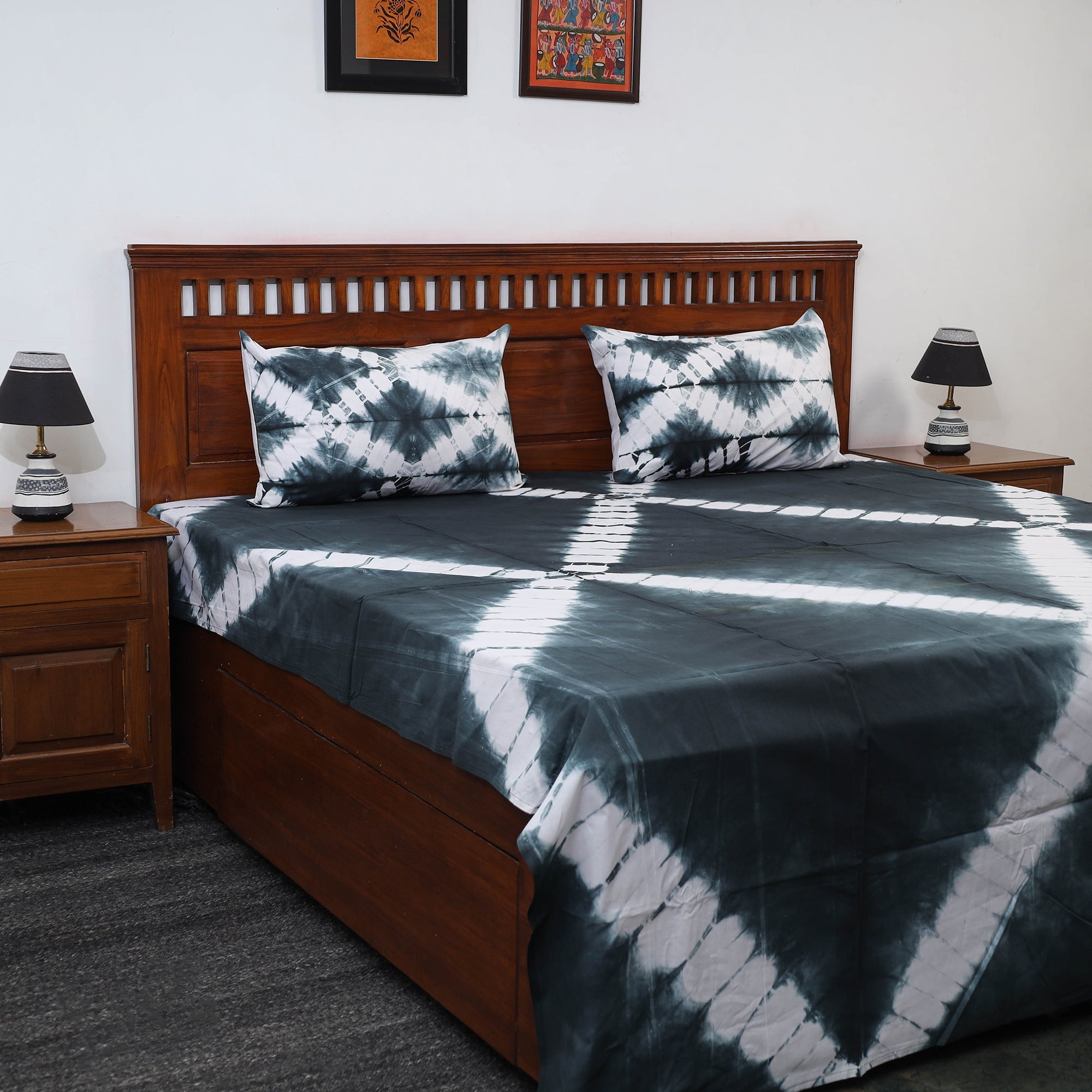 Tie dye cotton – HAVELI CHRONICLES Black - Tie & Dye Cotton Double Shibori Bed Sheet Set