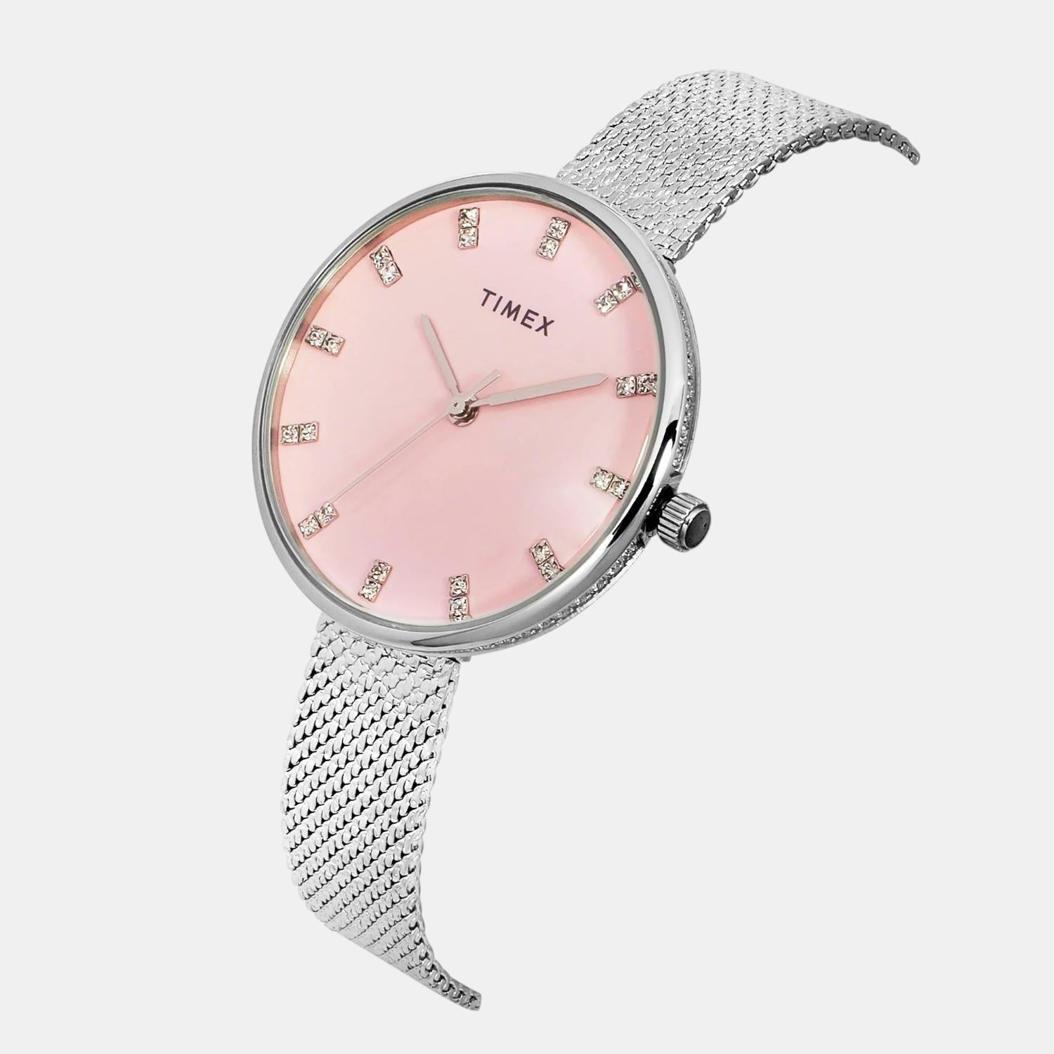Timex Fashion Women Quartz Pink Dial Analog Stainless Steel Watch TWEL21500 - view 2