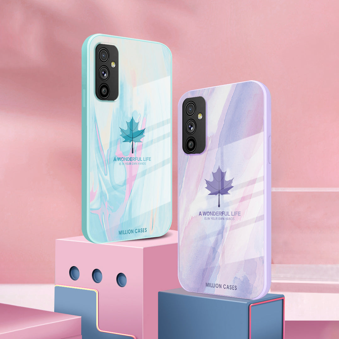 Million Cases Galaxy M52 Watercolor Mapple Leaf Glass Case