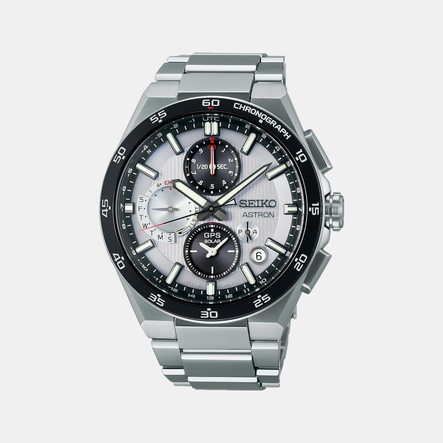Seiko Astron Men Solar Sparkling Blue Dial Chronograph Stainless Steel Watch SSH153J1