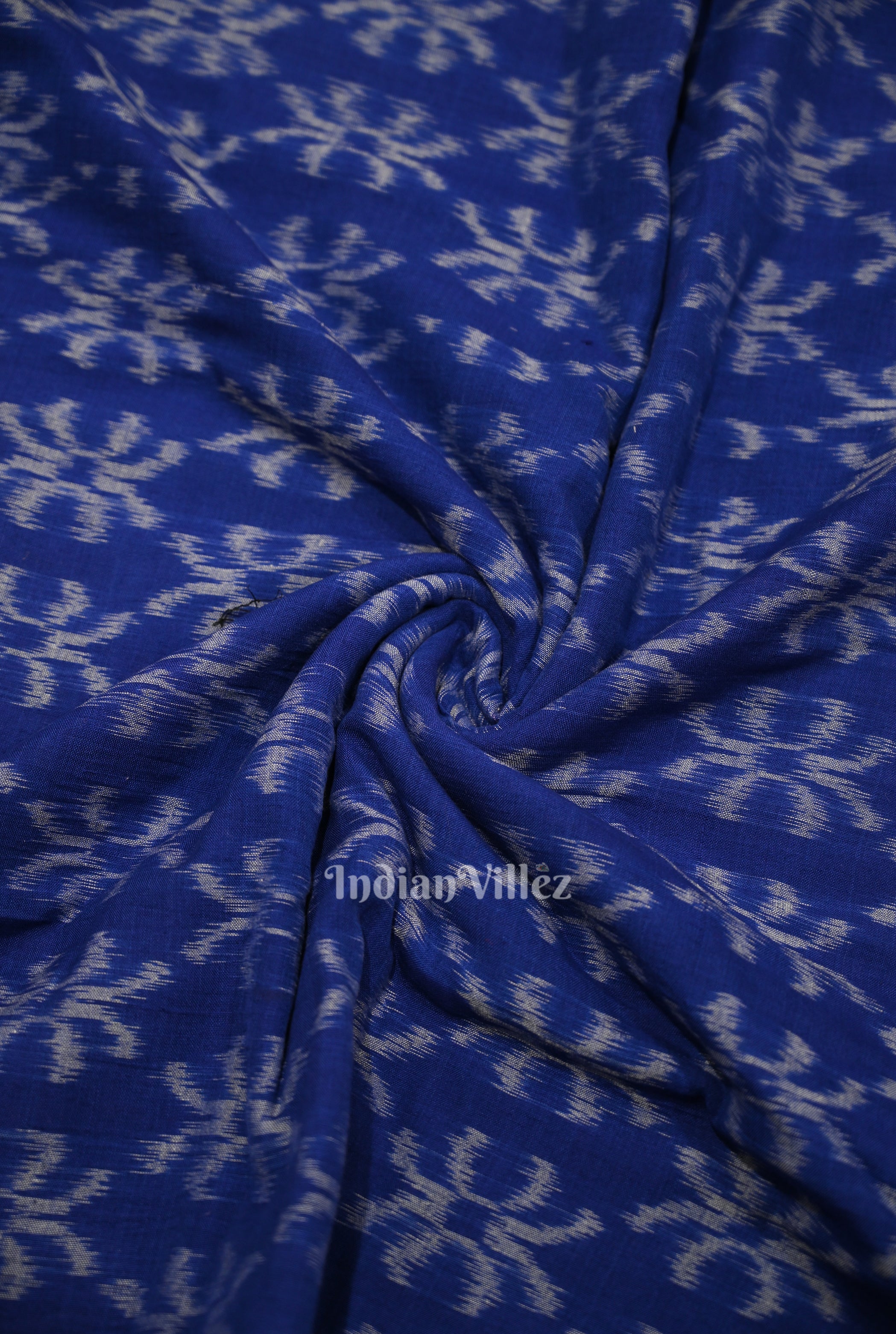 IndianVillèz Blue Floral Motif Sambalpuri Odisha Ikat Cotton Fabric