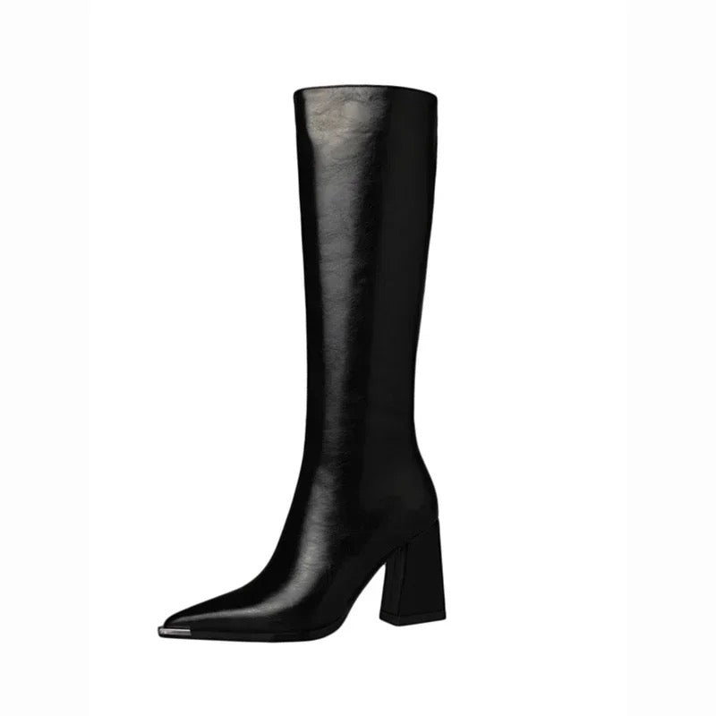 Alamode By Akanksha James Knee High Pointed Leather Boots - view 8