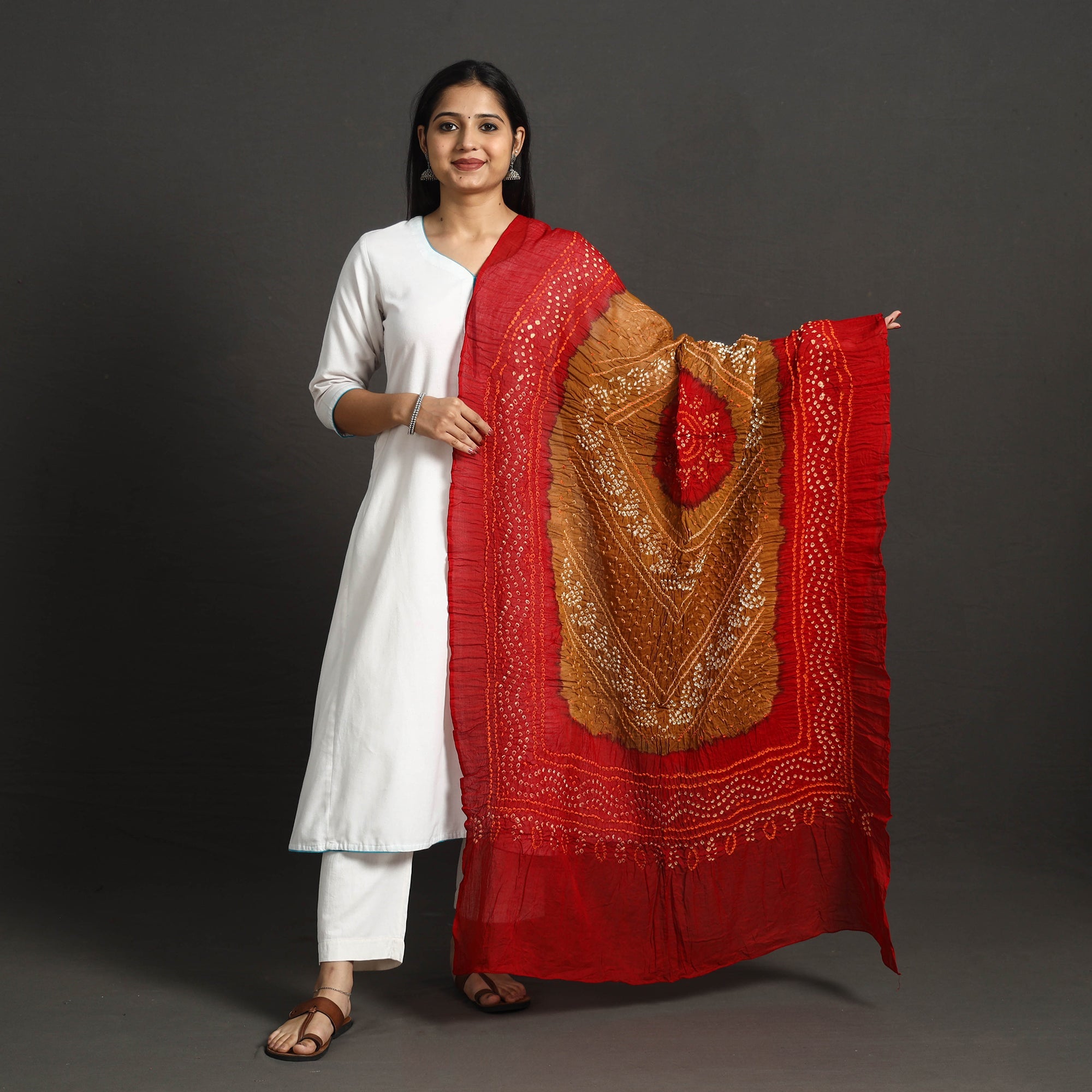 KACHCHH JI CHHAAP Kutch Tie-Dye Cotton Bandhani Dupatta 23