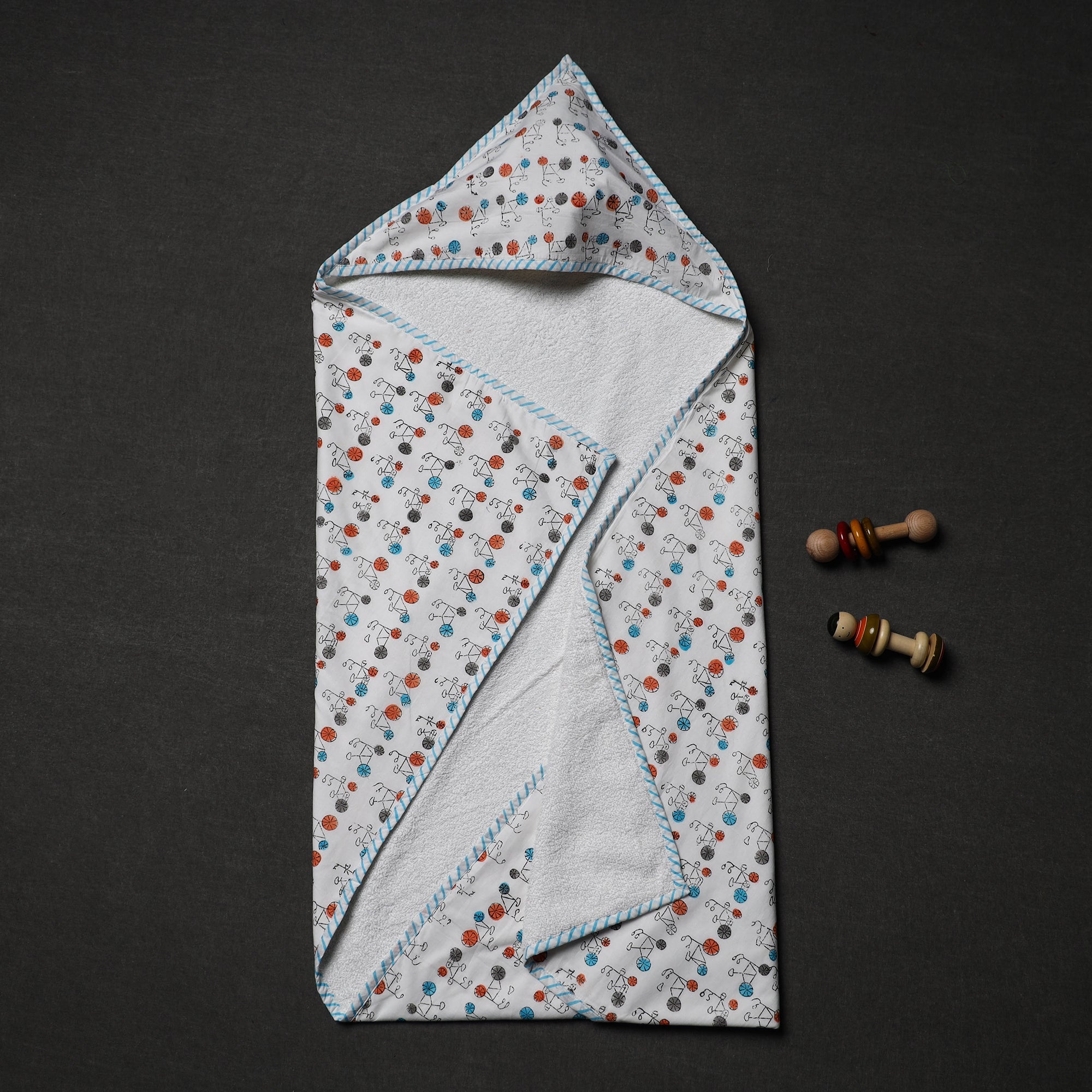 HAVELI CHRONICLES Block Printed Cotton Baby Terry/Hooded Towel 02