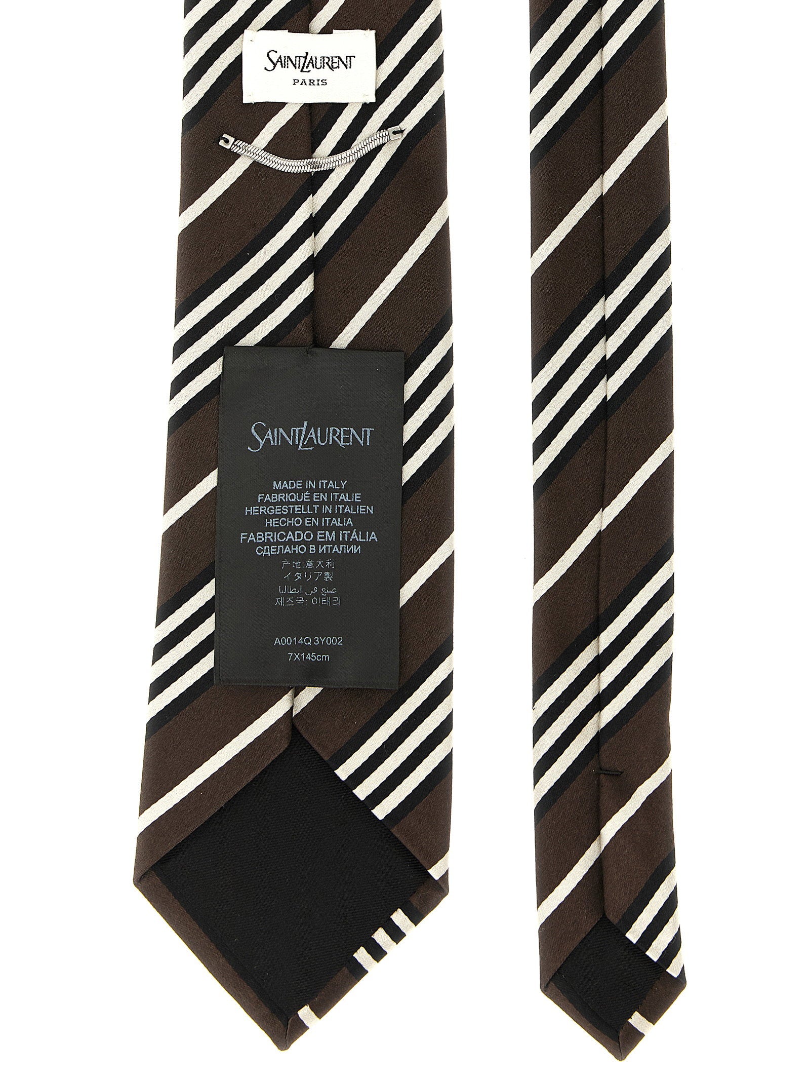Saint Laurent Diagonal Striped Tie – 100% silk - view 2