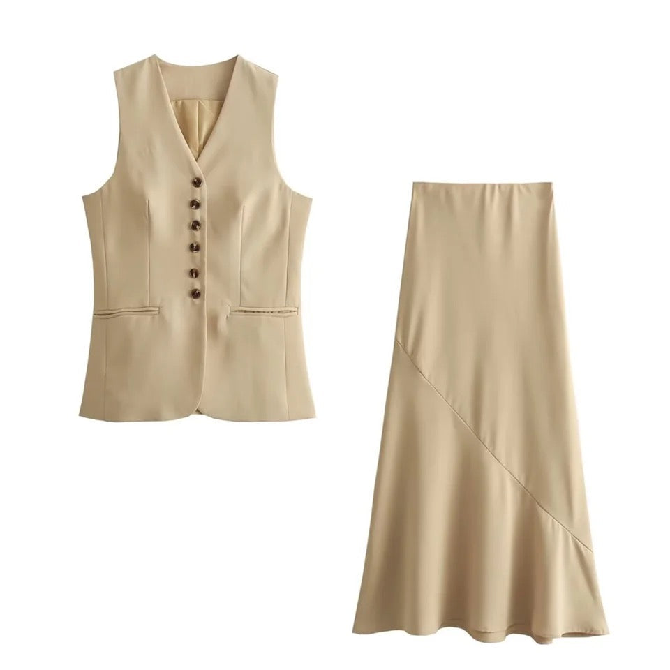 Alamode By Akanksha Cynthia Statement Vest Suit with Skirt - view 4