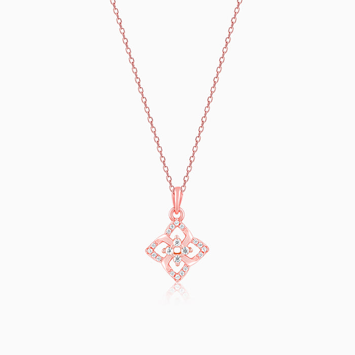 GIVA Jewellery Rose Gold Double Rosette Pendant with Link Chain