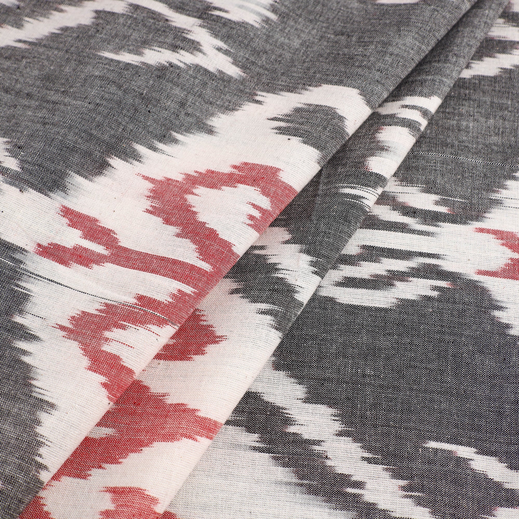 POCHAMPALLY IKAT WEAVES BY GOVARDHAN Grey - Handloom Cotton Central Asian Pochampally Ikat Fabric 05 - view 2