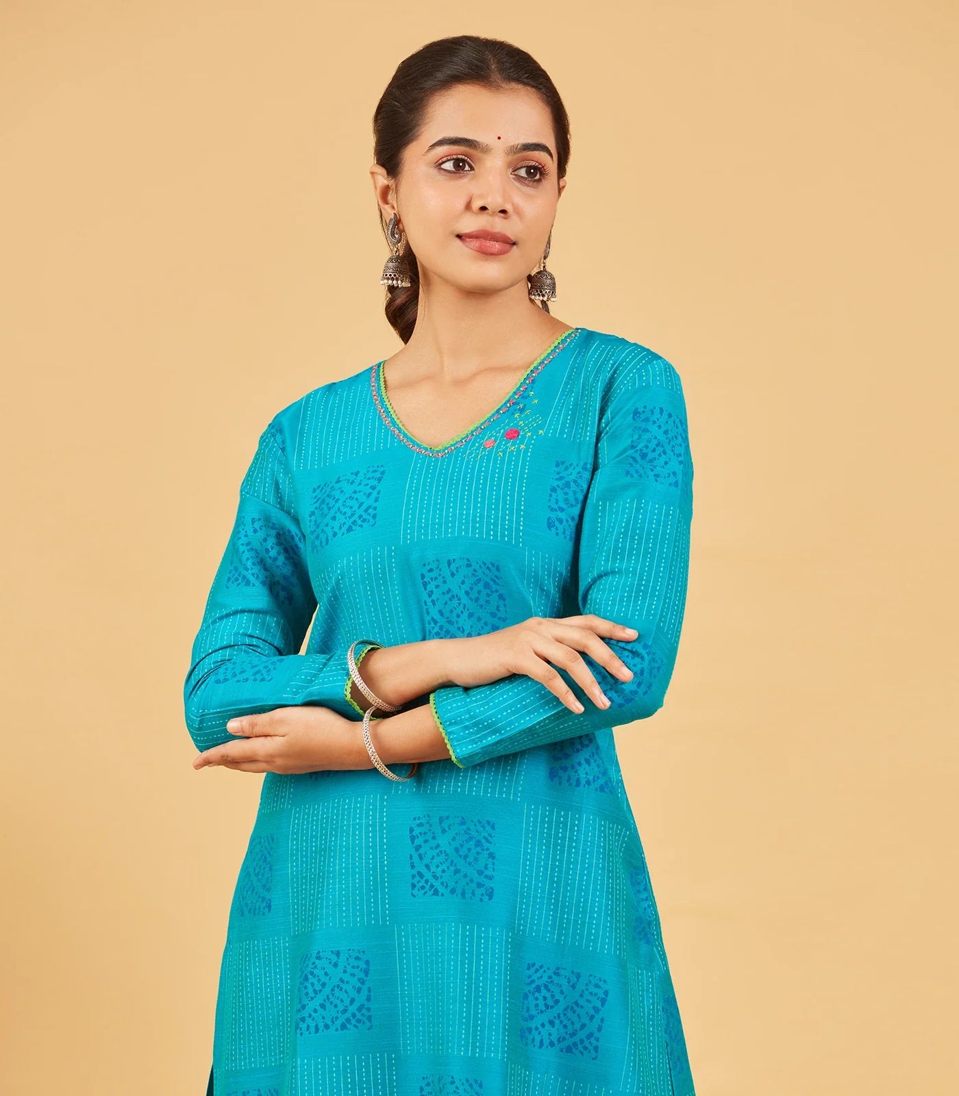 RmKV Aqua Blue Printed Kurta – Aquamarine - view 2