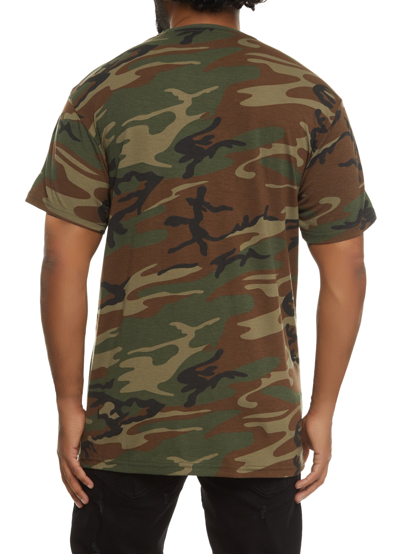 Rainbow Shops Mens Hero Rhinestone Patch Graphic Camo Tee - view 2