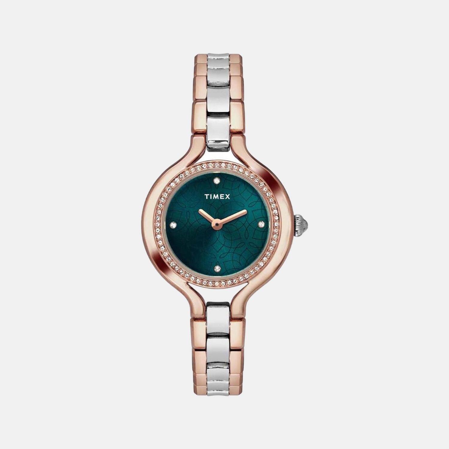 Timex Fria Women Quartz Green Dial Analog Stainless Steel Watch TWEL14009