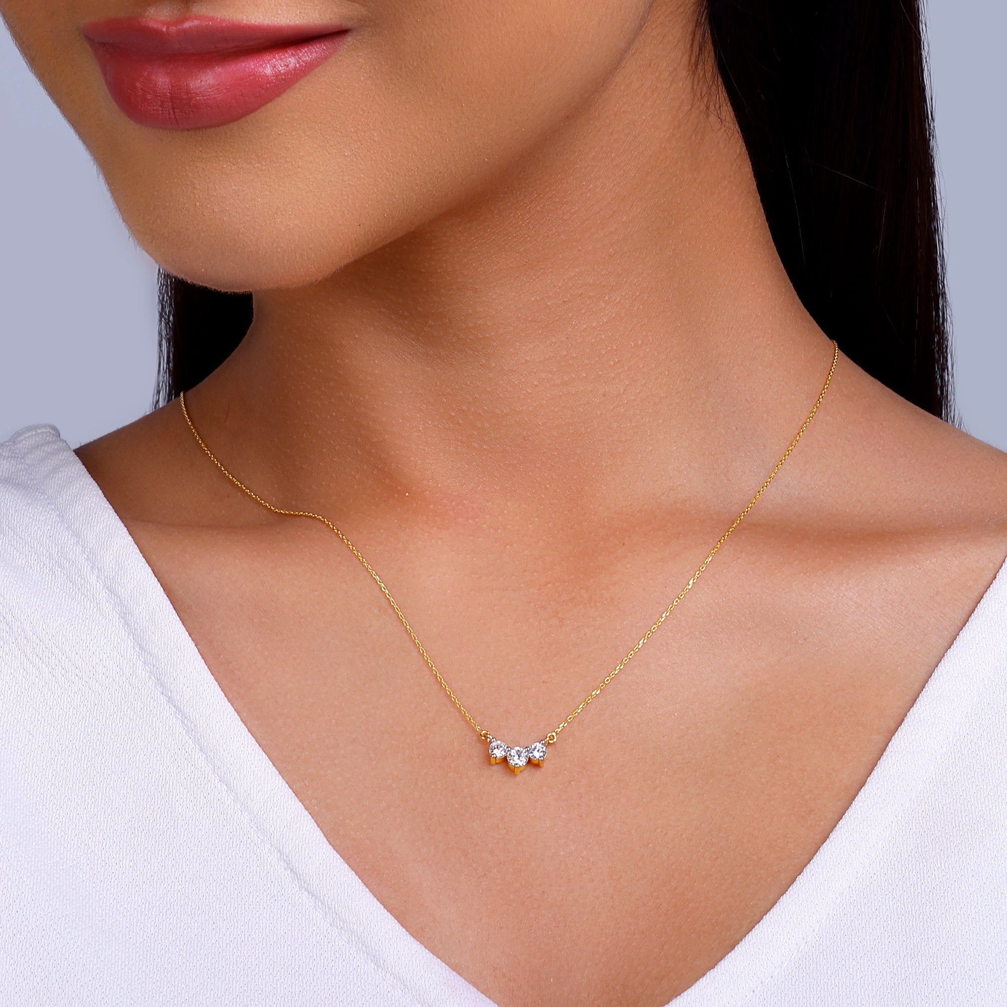 GIVA Jewellery Gold Trilove Diamond Necklace - view 3