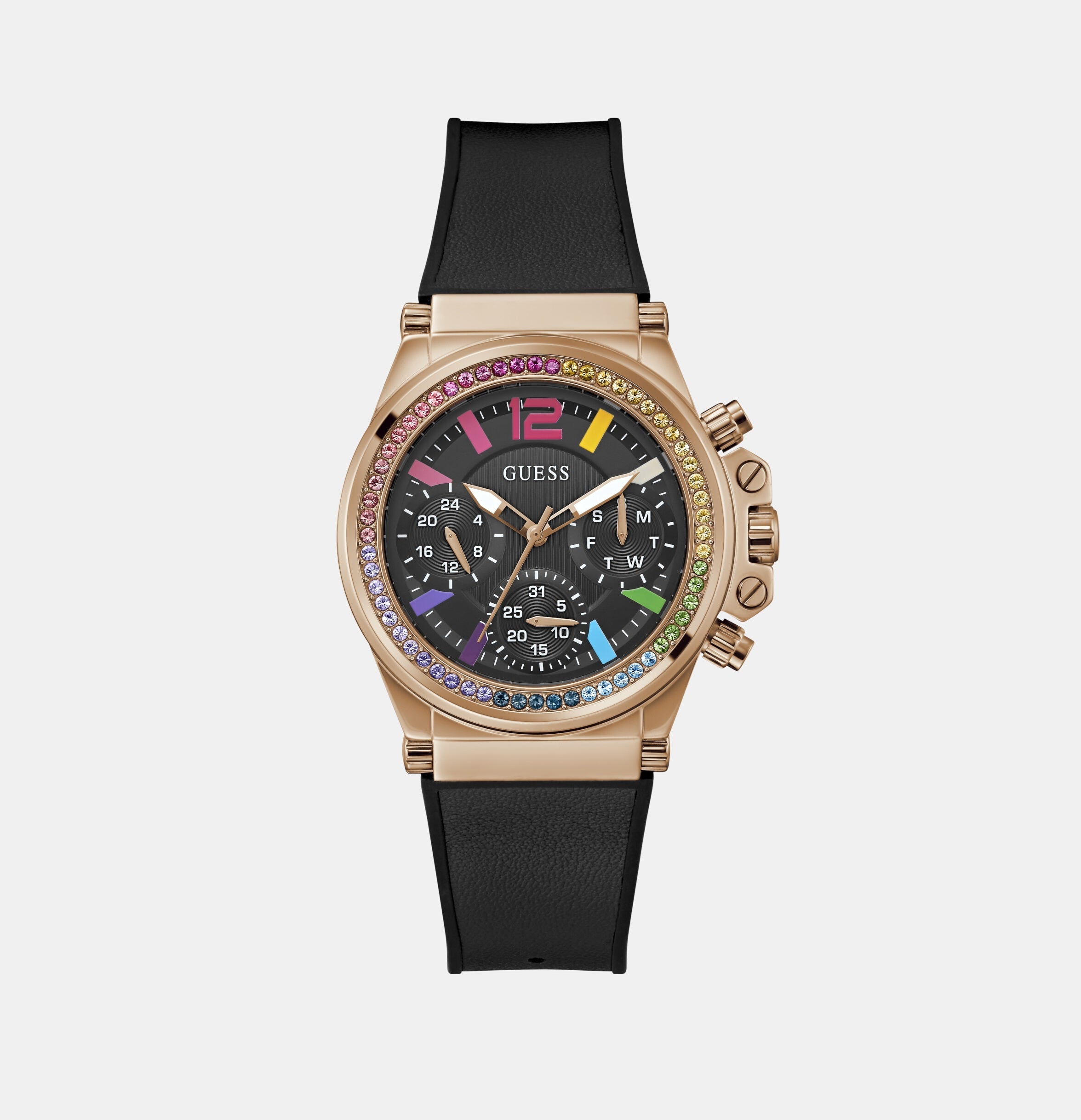 Guess Charisma Women Quartz Black Dial Chronograph Leather Watch GW0562L3