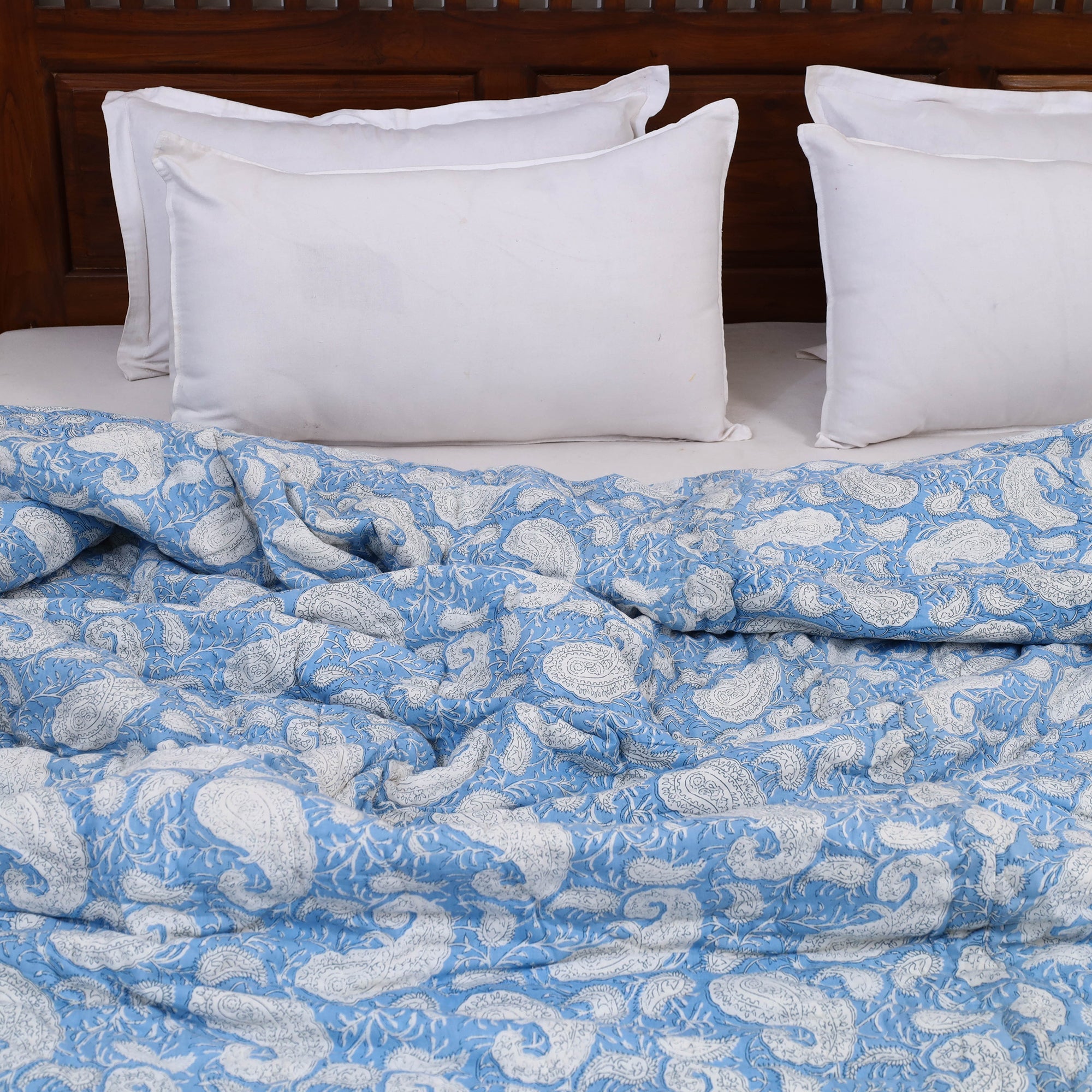 HAVELI CHRONICLES Blue - Double - Reversible Sanganeri Block Print Cotton Quilt 27 - view 2