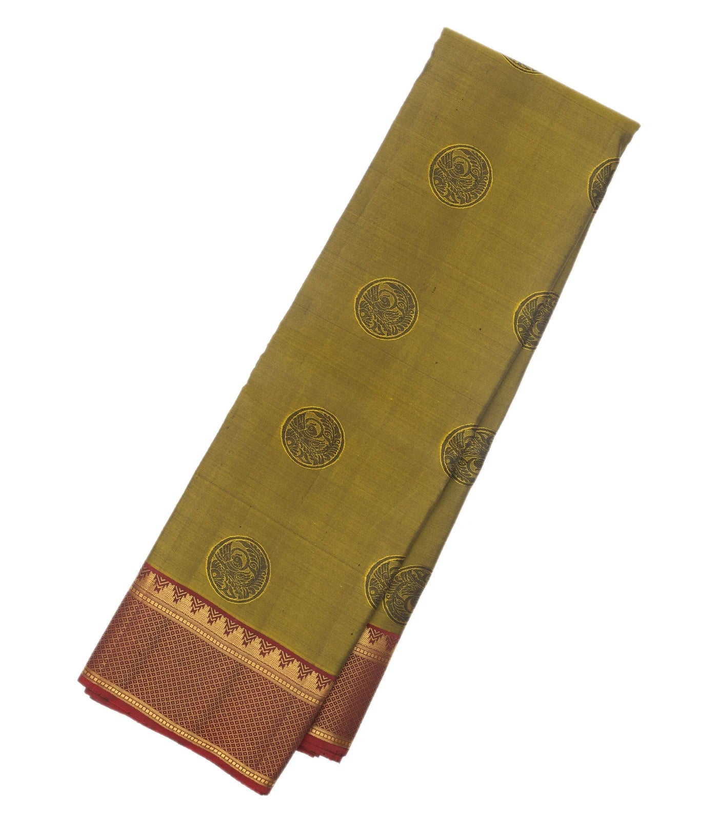RmKV Bonsai Green Handloom Kanchipuram Silk Saree With Kalamkari Motifs Pallu