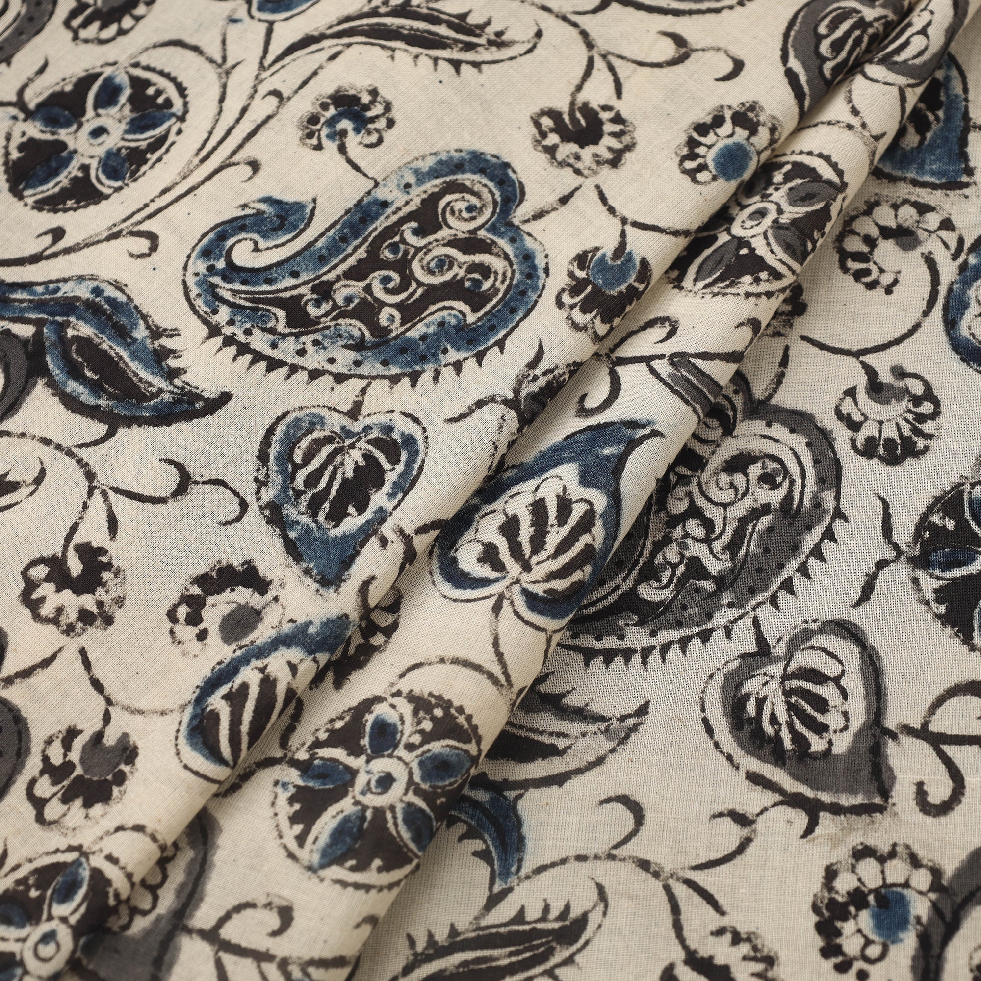 VENKATA BHANU KALAMKARI PEDANA Beige - Pedana Hand Block Print Mul Cotton Kalamkari Fabric 20 - view 2