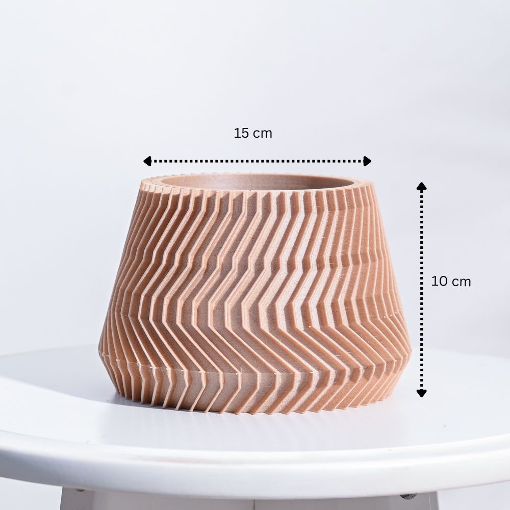 Ugaoo Ridged Waves Wooden Pot - view 3