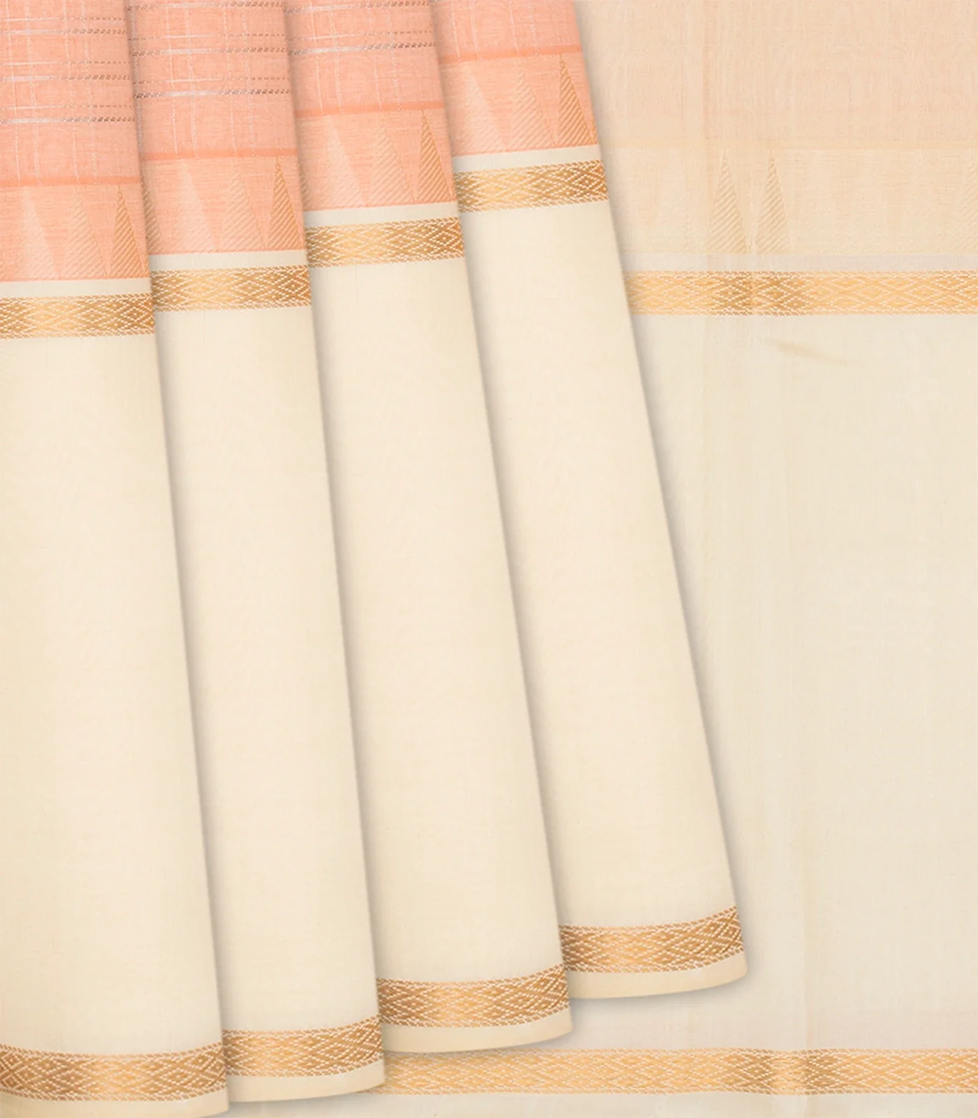 RmKV Light Peach Handloom Chirala Soft Silk Saree With Zari Checks-Light Peach