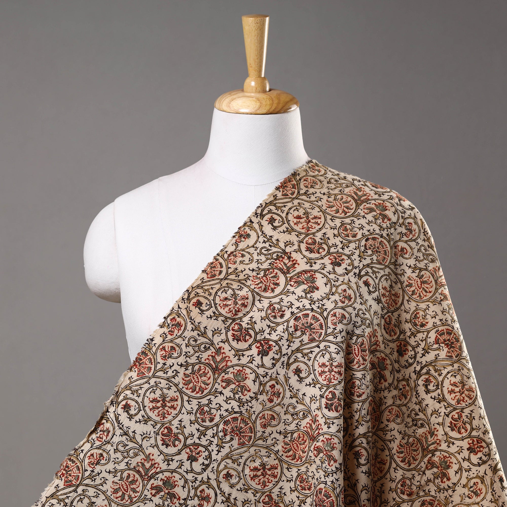 PITCHUKA SRINIVAS KALAMKARI PEDANA Beige - Pedana Kalamkari Block Printed Cotton Fabric