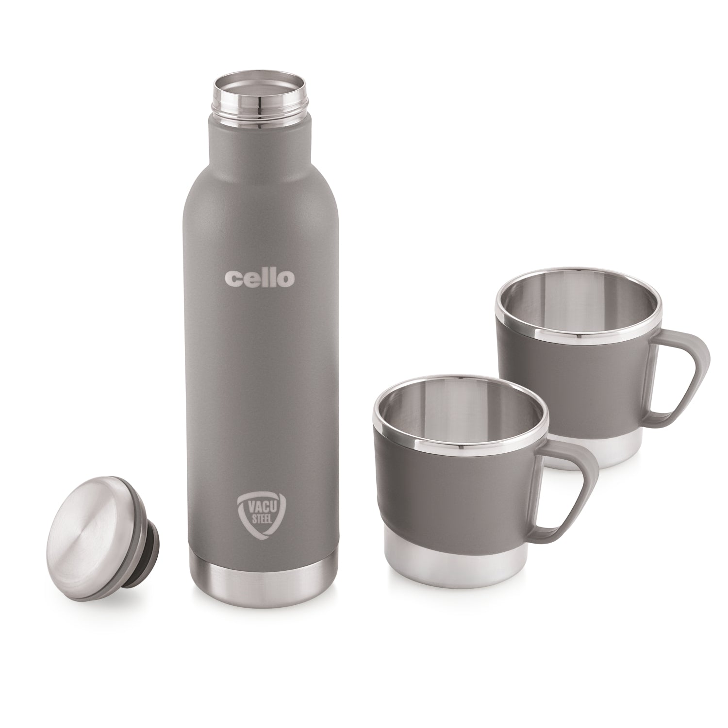 Cello Cheer-Up Vacusteel Flask with Mugs Gift Set, 3 Pieces - view 4